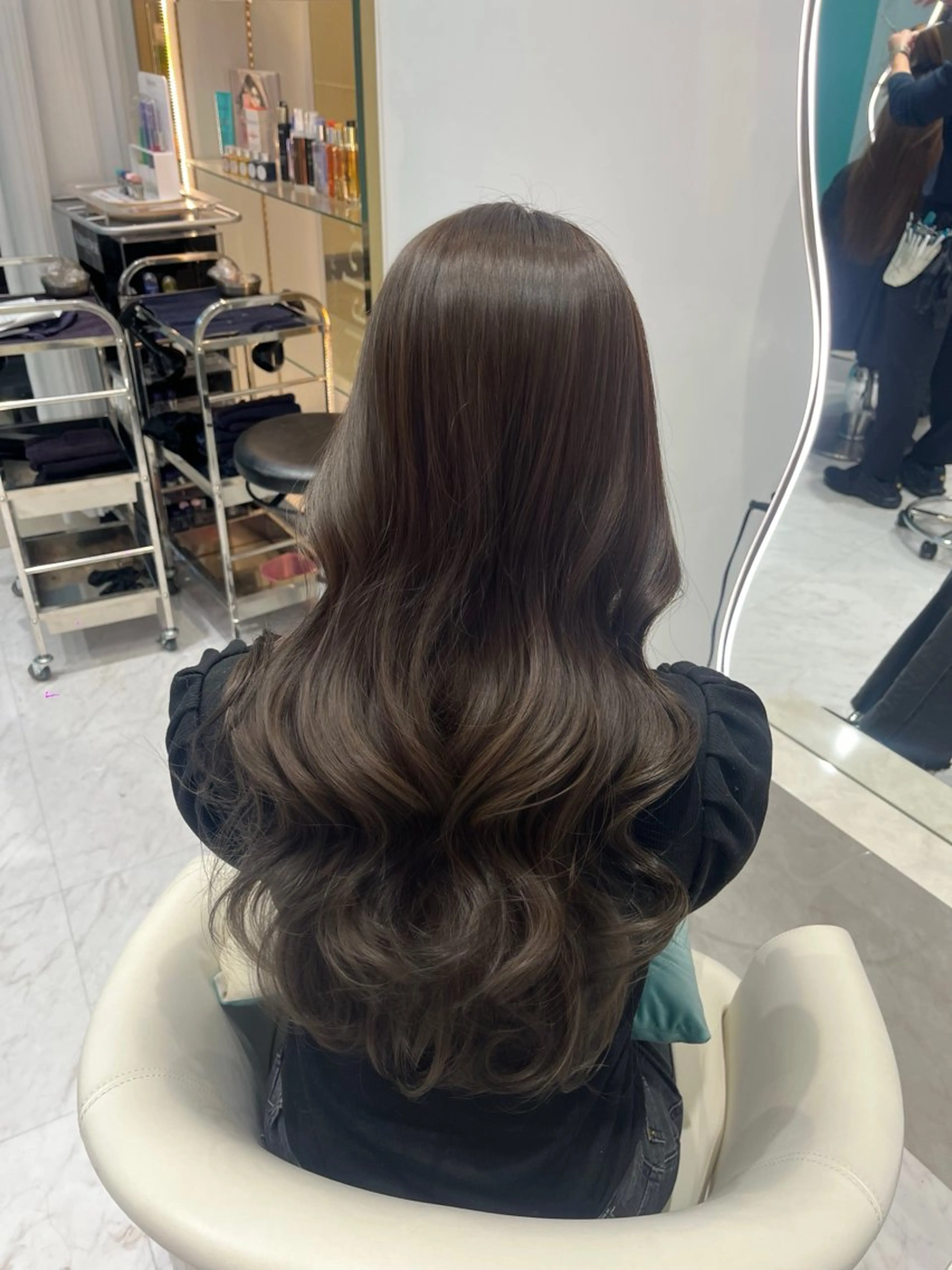 ロング カラー ベージュカラー カット ヘアカラー トリートメント 名駅/大人韓国ヘア 艶カラー/Rihoのヘアスタイル