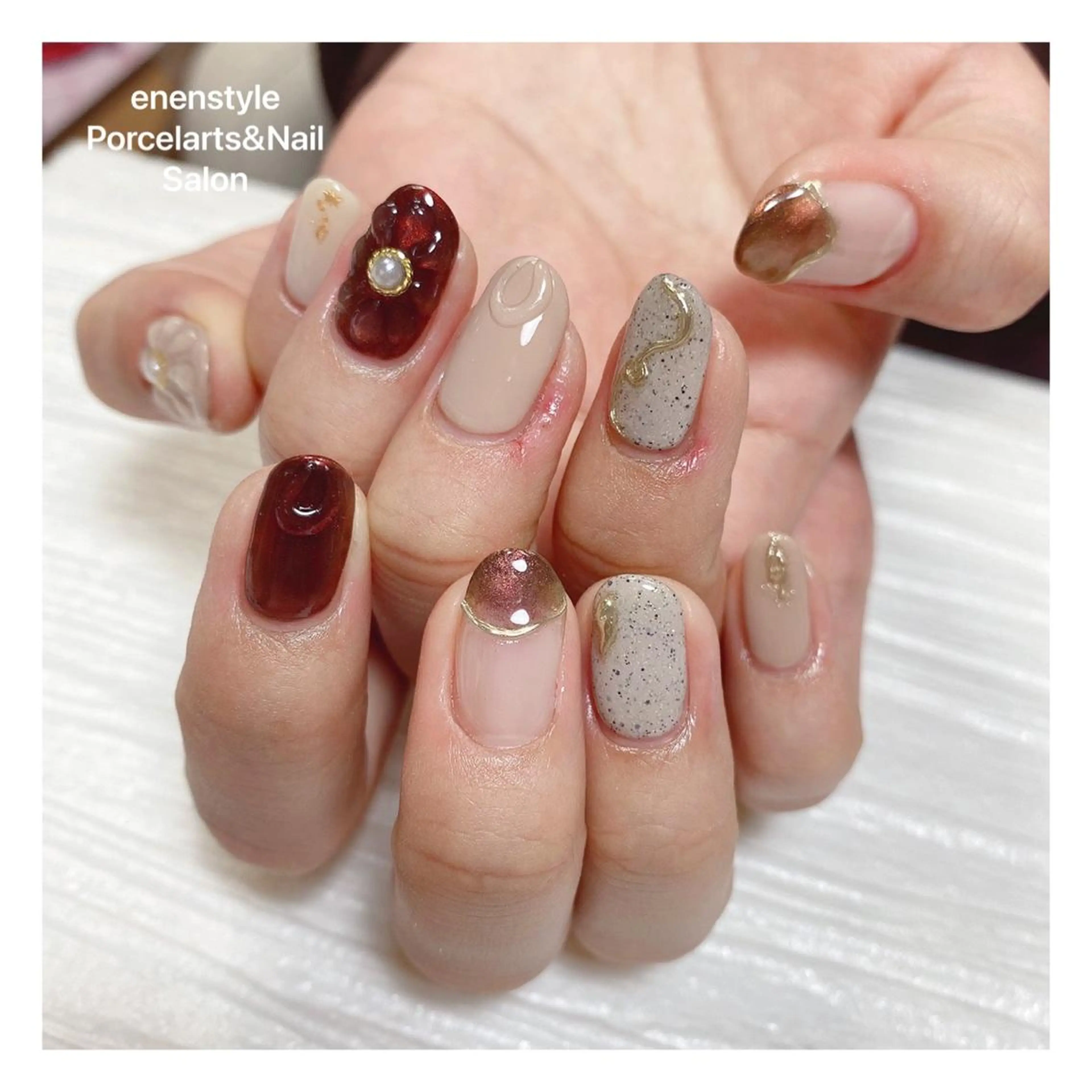 ミディアム ネイル ハンドネイル 👑enen style👑のネイルデザイン