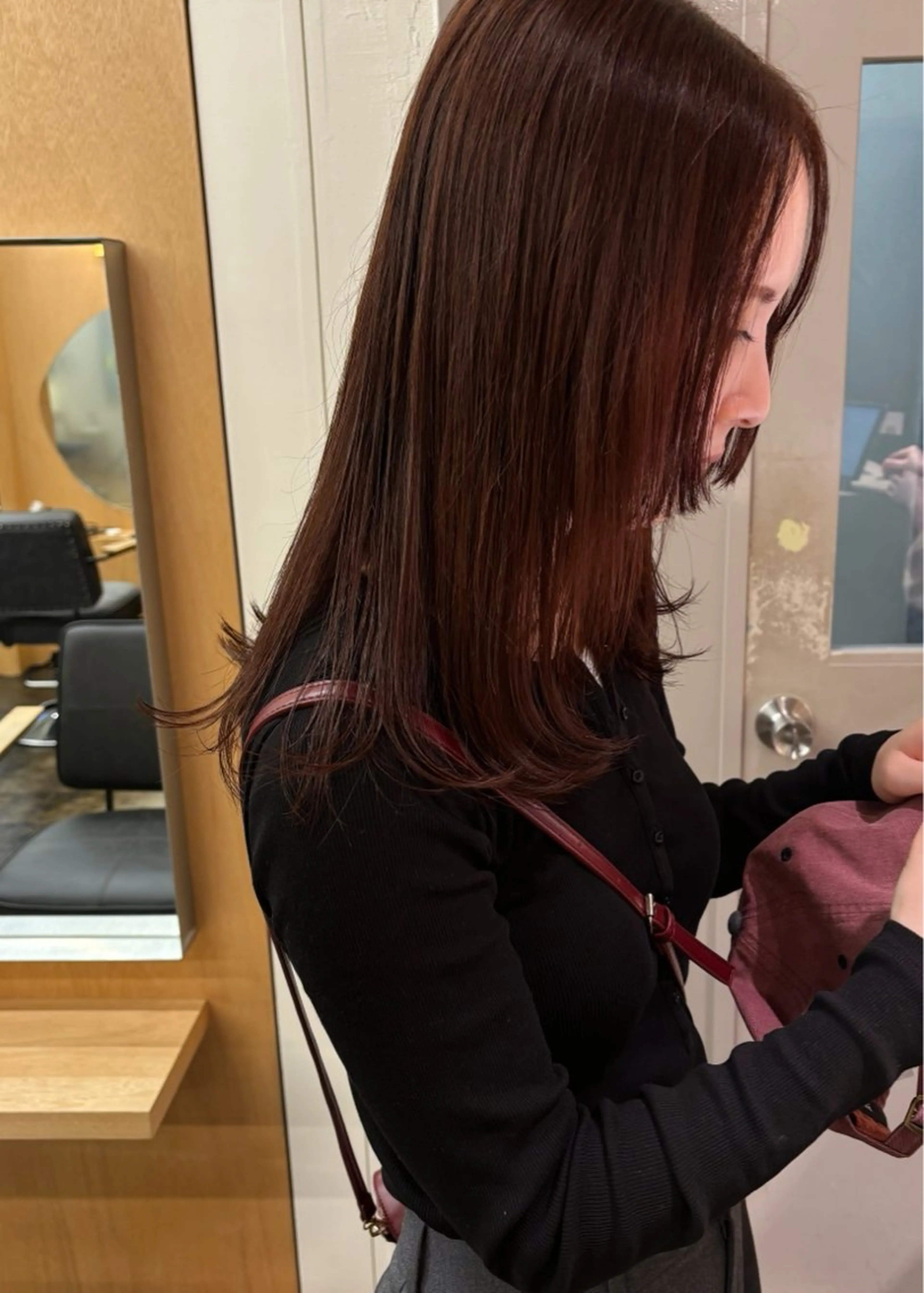 ミディアム カラー ブラウンカラー オレンジ オレンジブラウン 西山 紗耶香🪽 透明感カラー/ボブのヘアスタイル