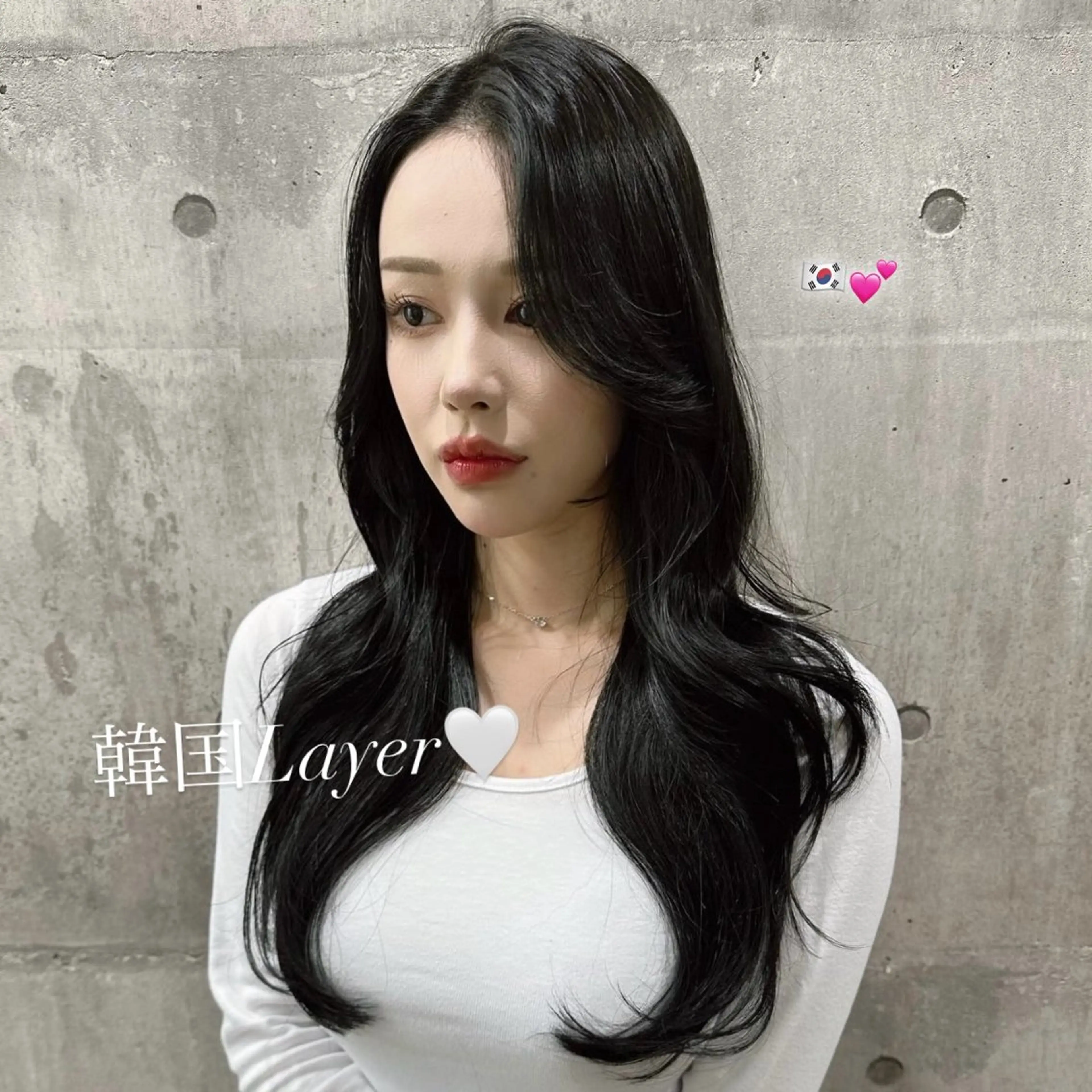 ロング ロングレイヤー くびれヘア 髪質改善 ヨシンモリ 韓国風ヘア 韓国𝐻𝑎𝑖𝑟 🇰🇷🖤ハラのヘアスタイル