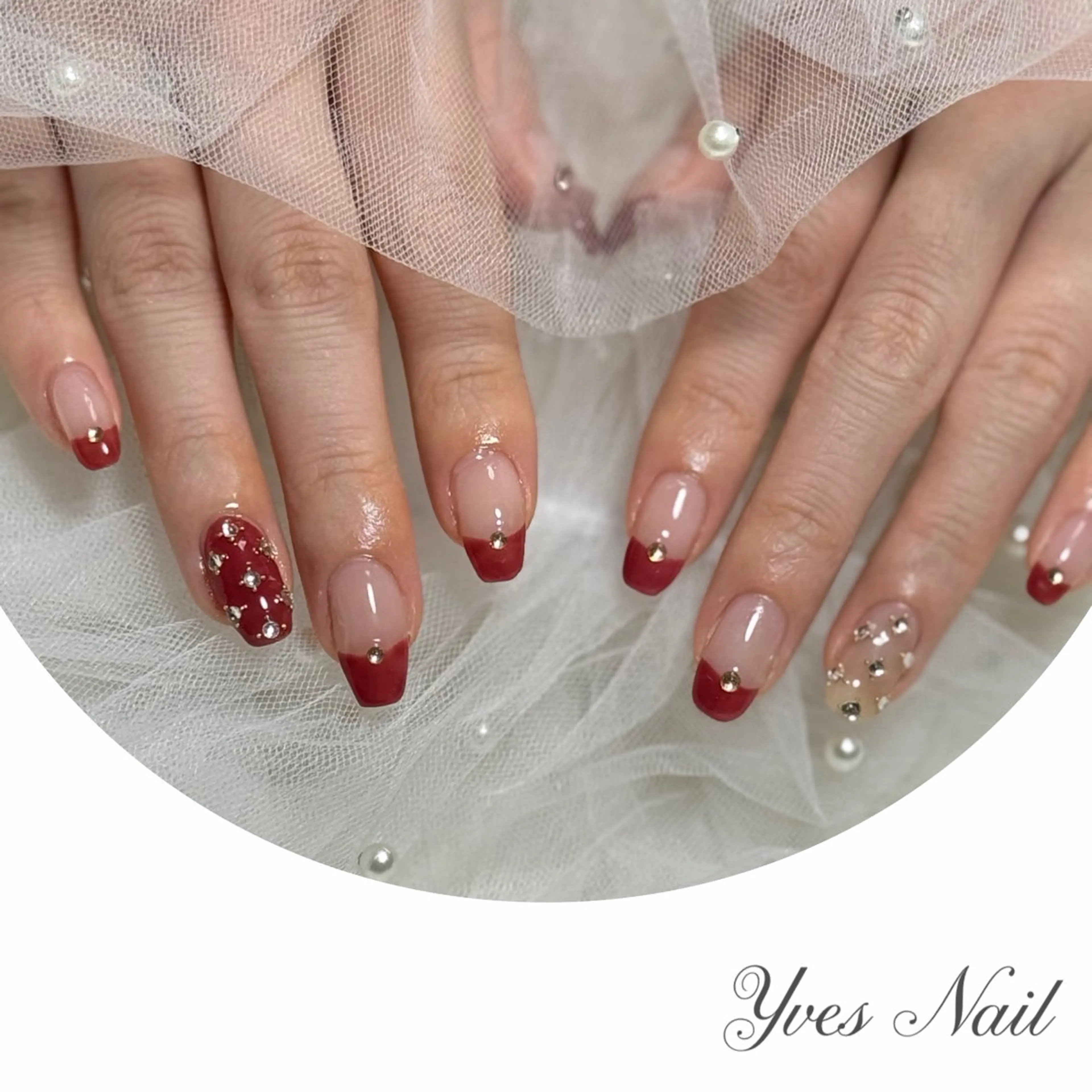 ネイル ボルドー フレンチネイル ハンドネイル kanno yのネイルデザイン