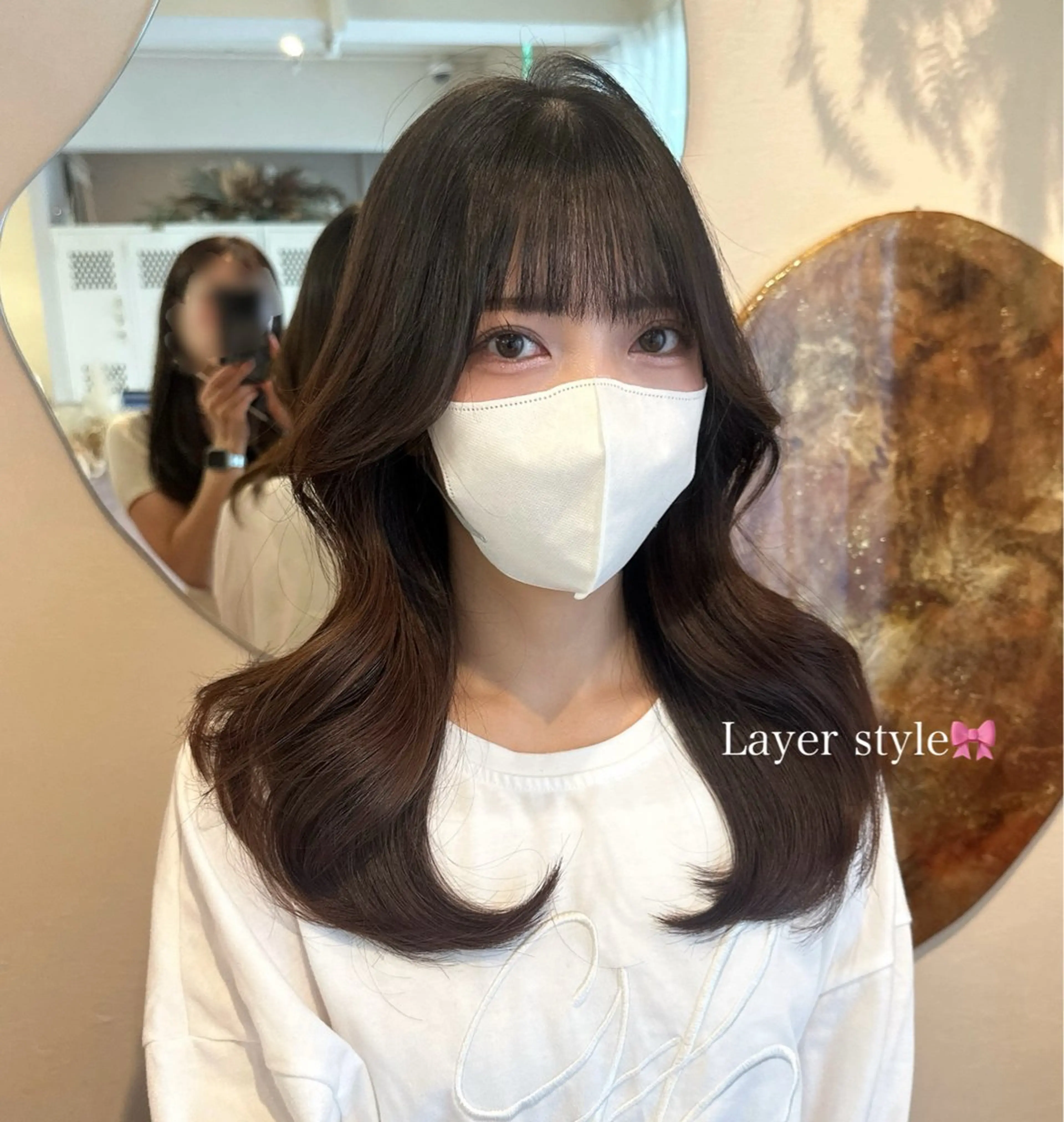 セミロング カラー くびれヘア 韓国ヘア🦢🖤 Sayumiのヘアスタイル