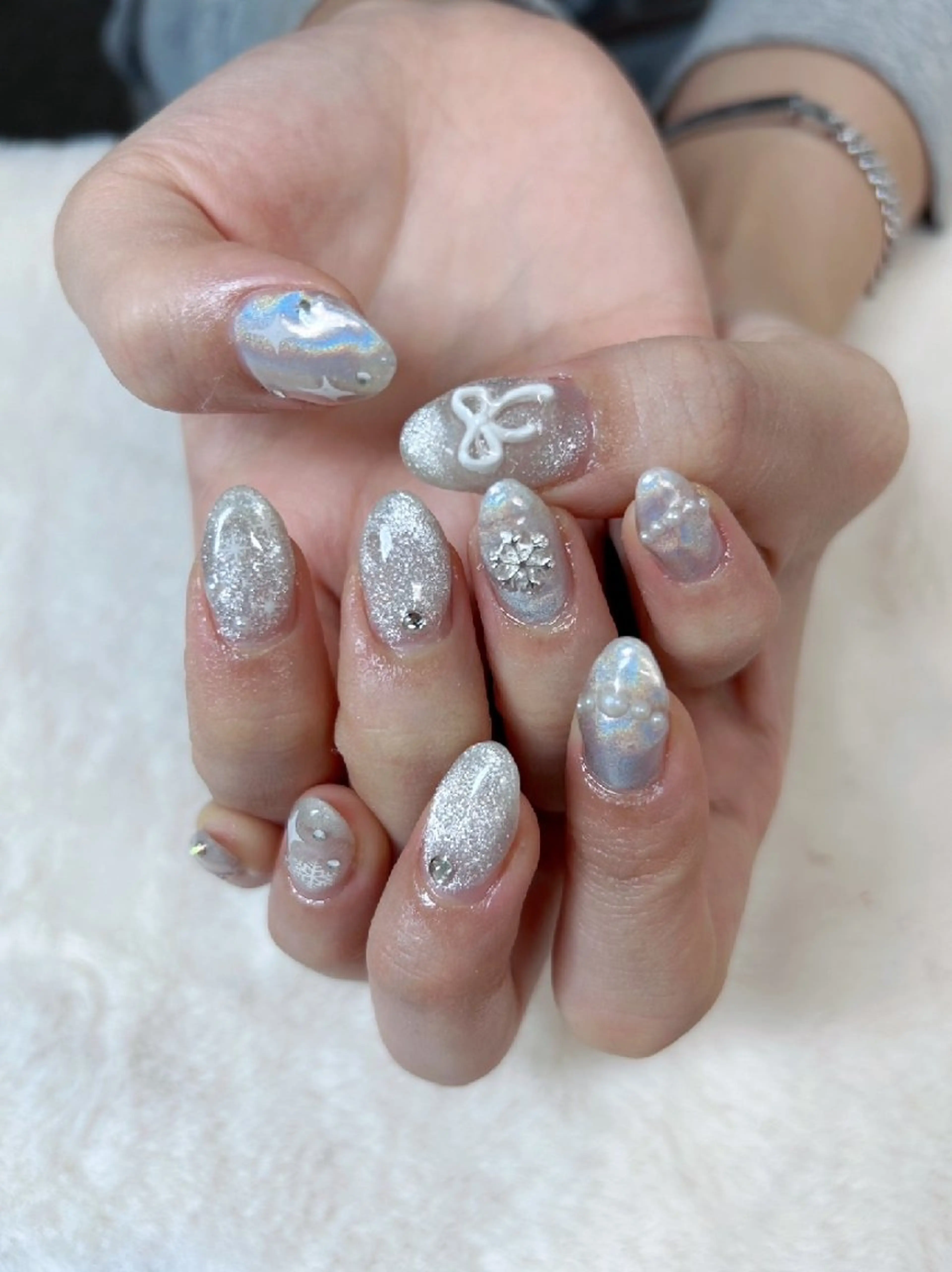 ネイル キラキラネイル マグネットネイル ワンホンネイル ハンドネイル ハンドケア 心斎橋Salon Epokkuのネイルデザイン