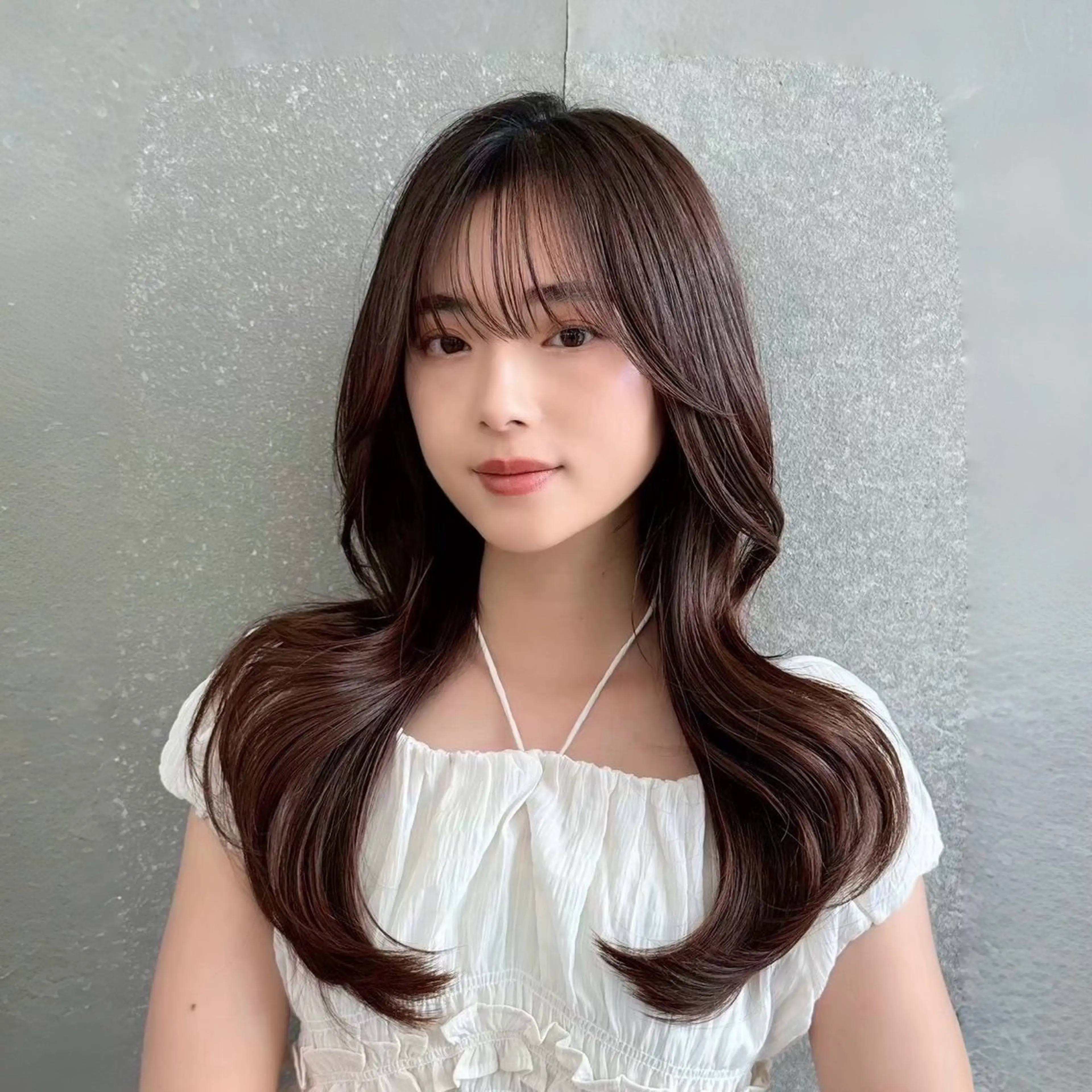 セミロング カラー カット ヘアカラー トリートメント 髪質改善|透明 感カラー🩵レイヤーのヘアスタイル