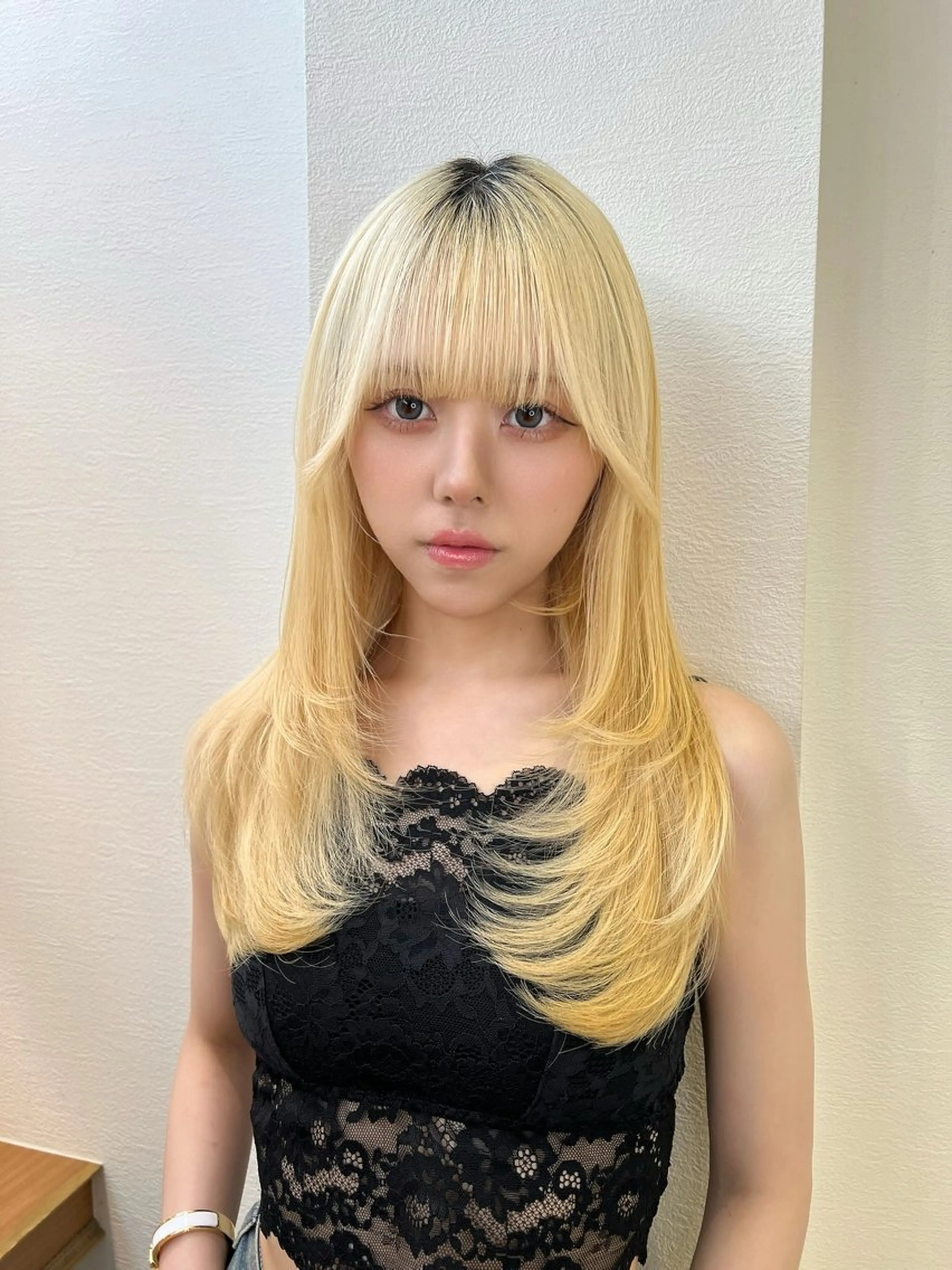 ミディアム 顔周りカット レイヤーカット カット ヘアカラー トリートメント 🤍レイヤー/ 縮毛矯正🖤菊池瑛士のヘアスタイル