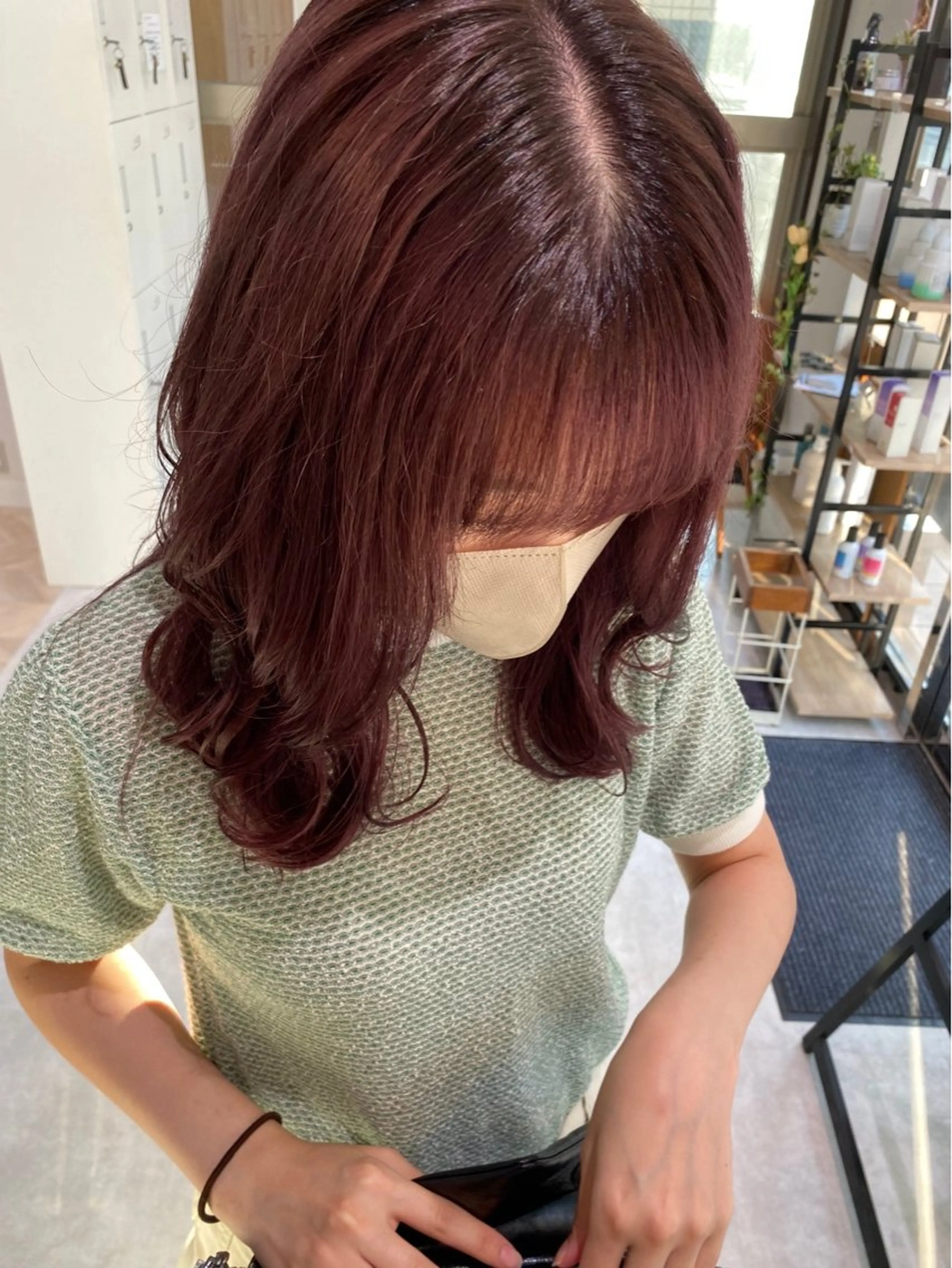 ミディアム カラー ピンクカラー 小澤 真帆のヘアスタイル