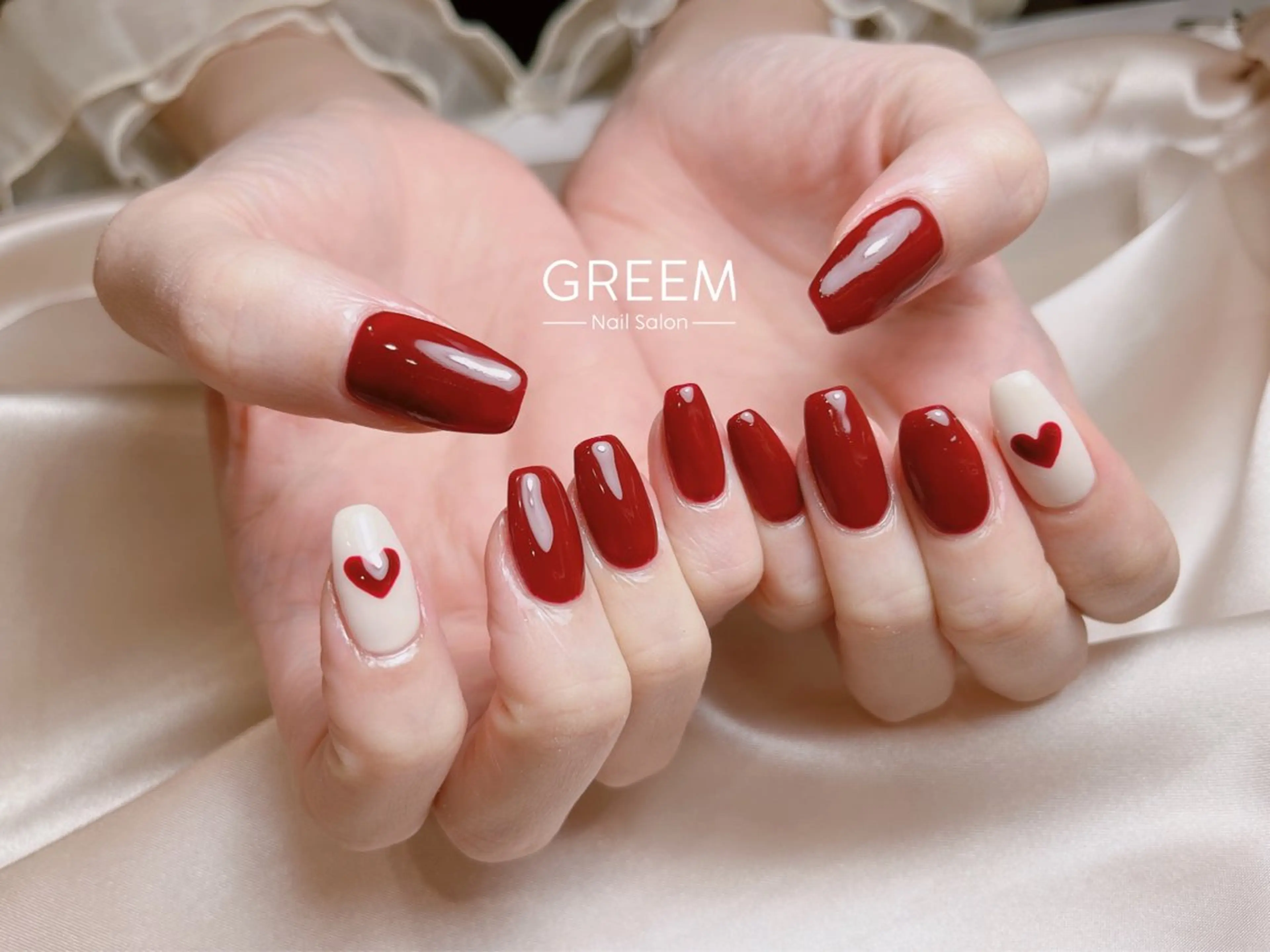 ネイル フラッシュネイル ジェルネイル ハート マグネットネイル ワンカラーネイル ハンドネイル GREEM グリームのネイルデザイン