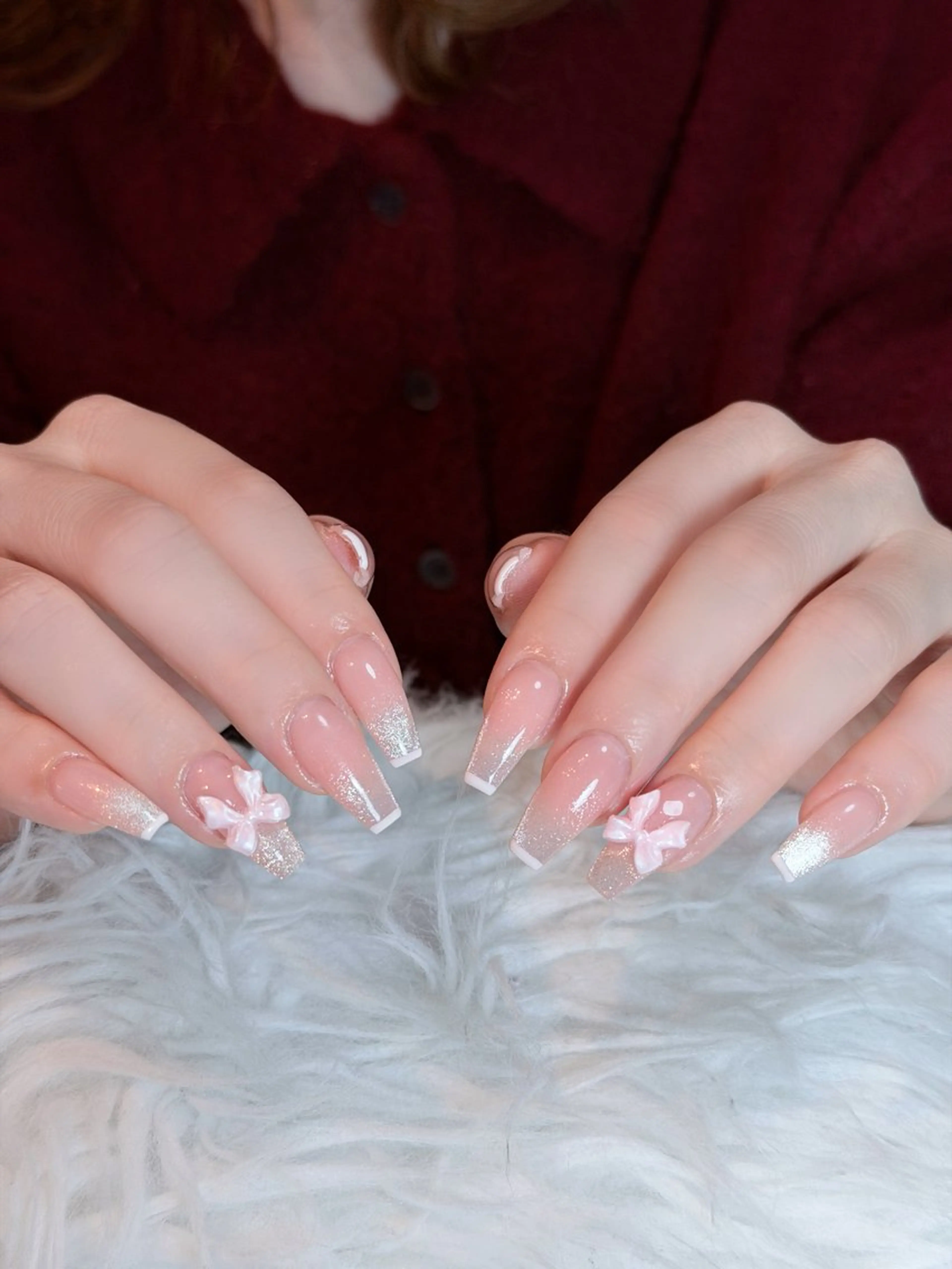 ネイル オーロラネイル ボルドー ブラウン 氷ネイル・うるうるネイル キラキラネイル ハンドネイル Julli NailStudioのネイルデザイン