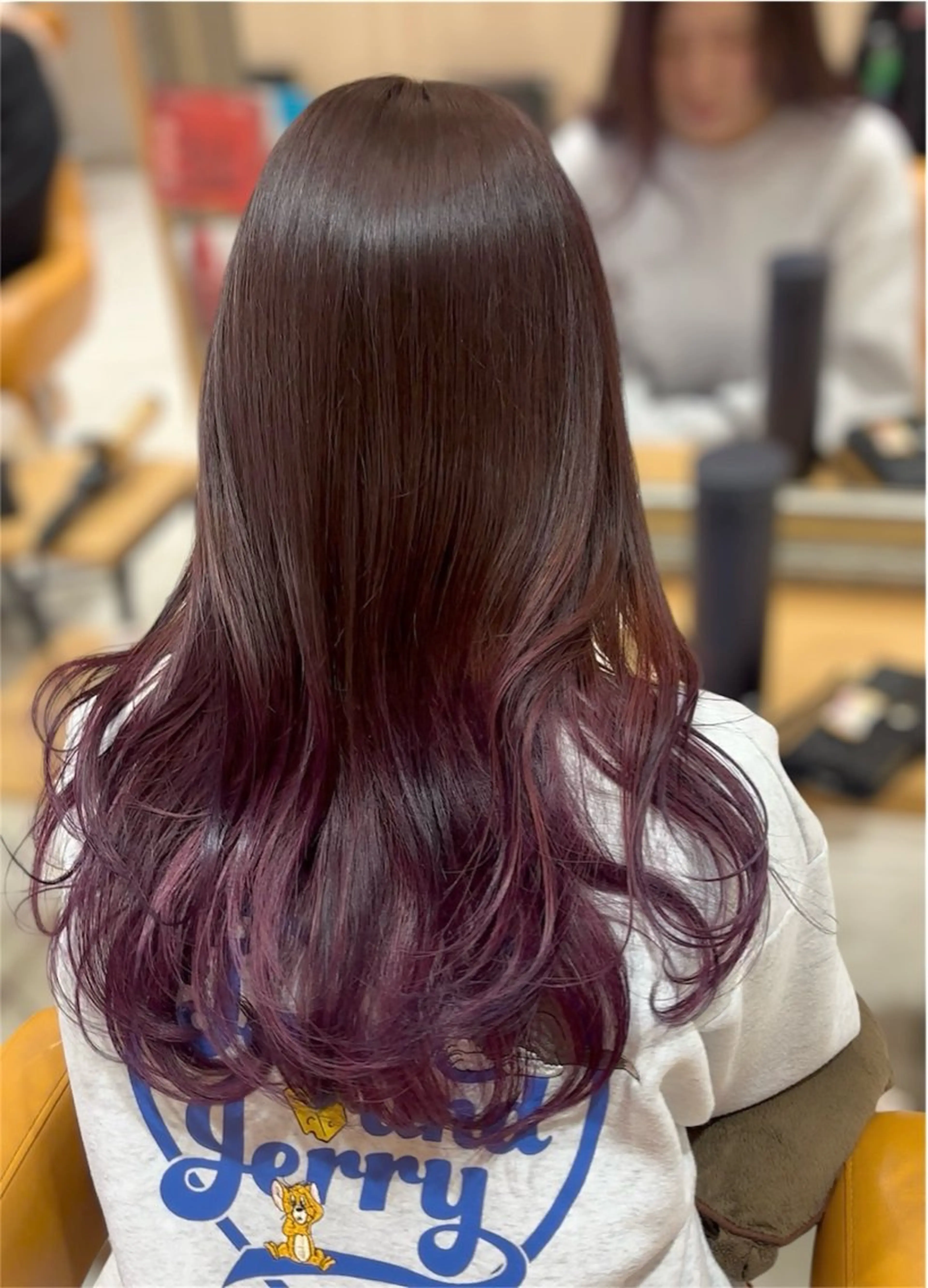 ロング カラー ブリーチ グラデーションカラー パープルカラー ラブーケ中川中島店 クラタチカコのヘアスタイル