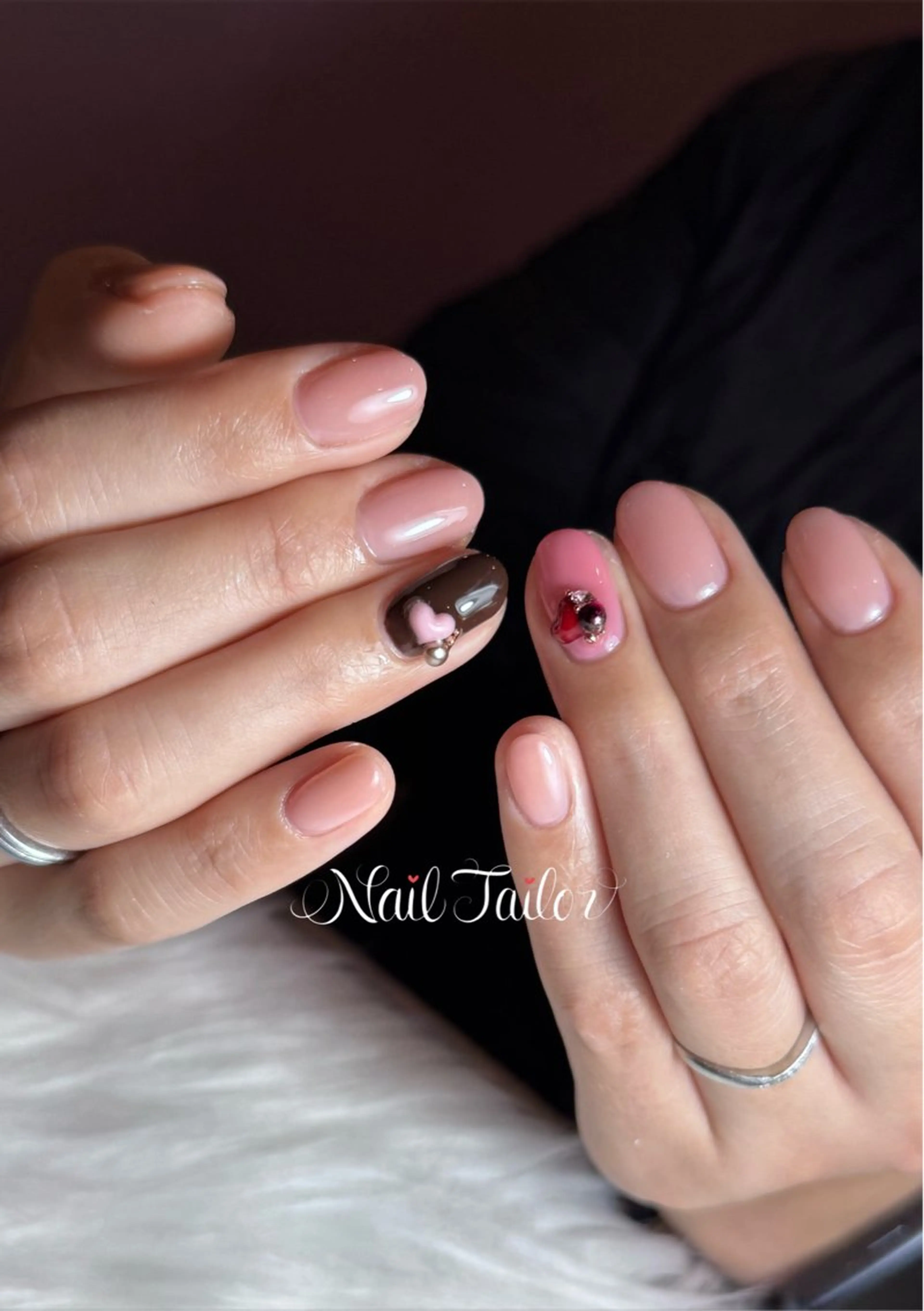 ネイル オフィスネイル バレンタイン ハンドネイル NailTailor ネイルテイラーのネイルデザイン