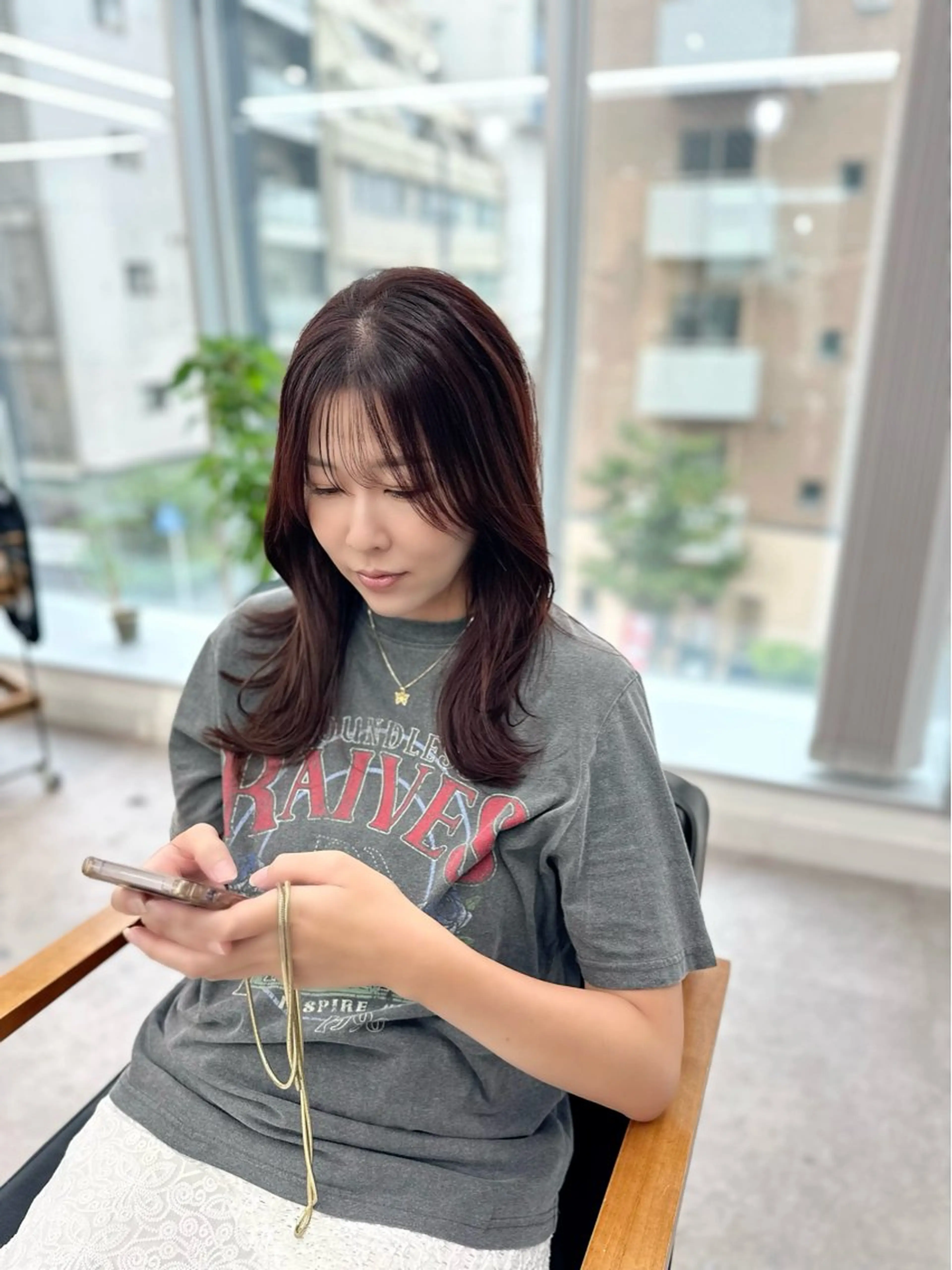 セミロング カラー パーマ ヘアアレンジ メンズ キッズ 骨格レイヤーカット 🌿美髪縮毛矯正のヘアスタイル