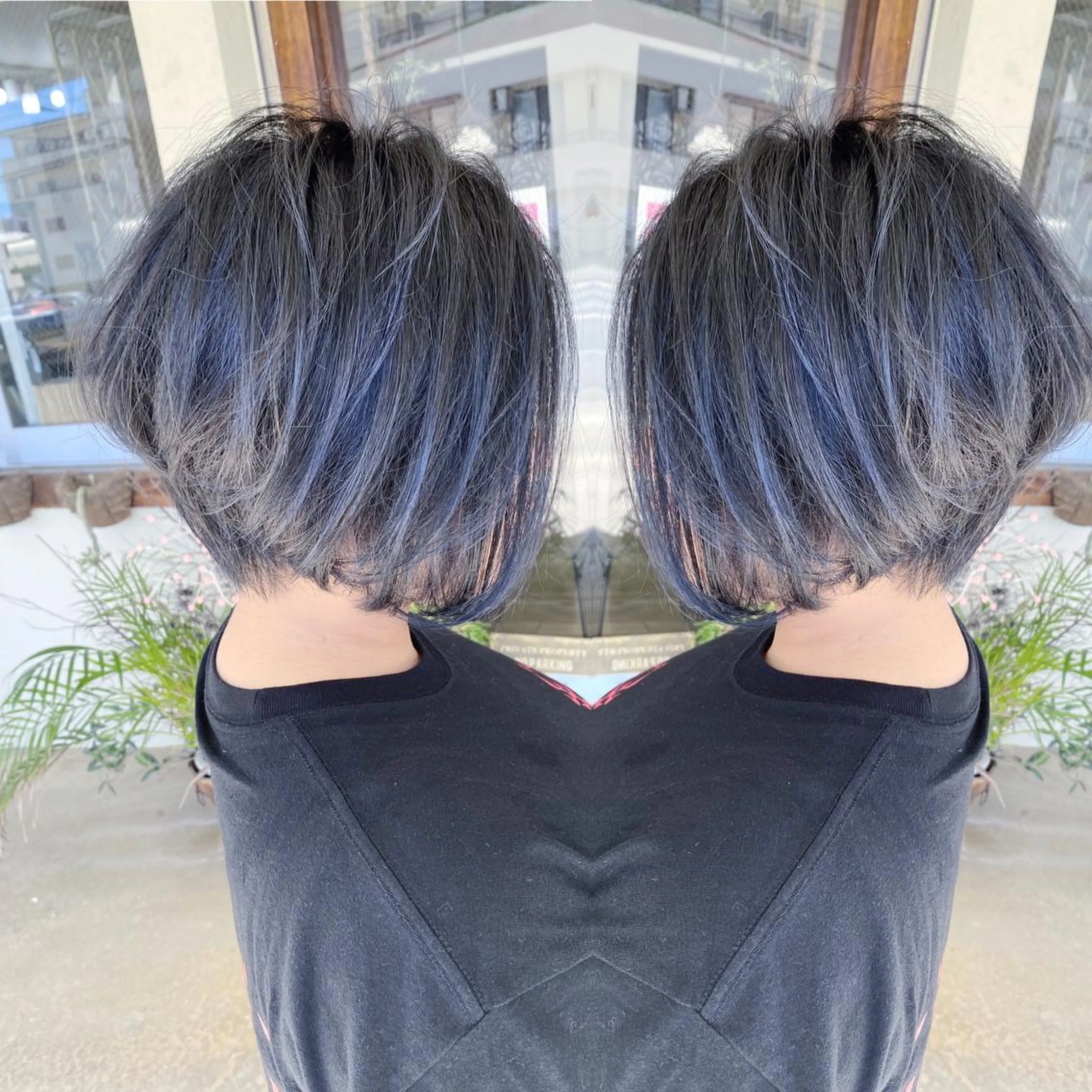 ミディアム カラー バレイヤージュ ハイライトカラー ハイライト レイヤーカット カット ヘアカラー grand juteのヘアスタイル