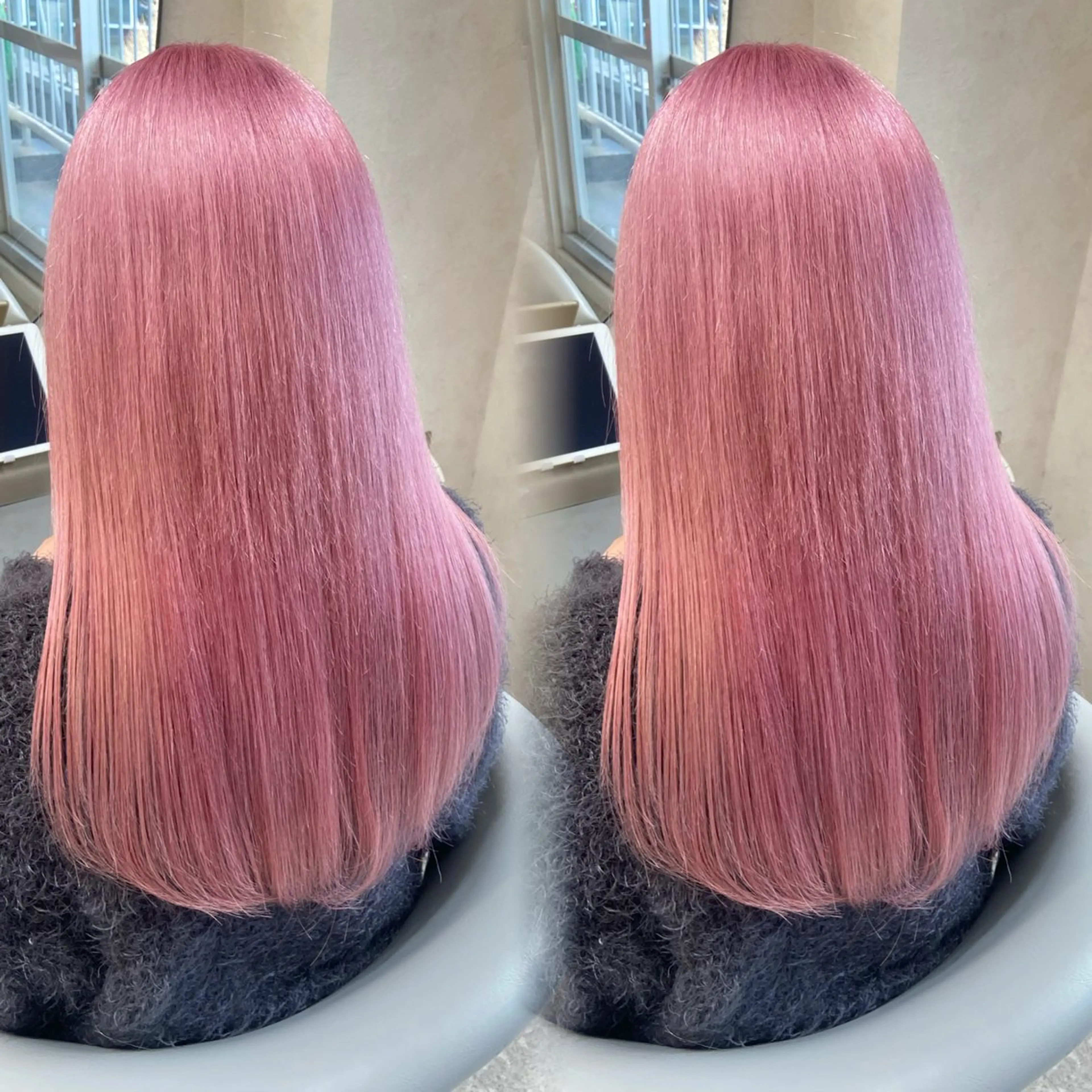 ロング カラー ブリーチ ケアブリーチ ダブルカラー ハイトーンカラー ピンクカラー 新宿/韓国ヘア 中明度カラー/かやのヘアスタイル