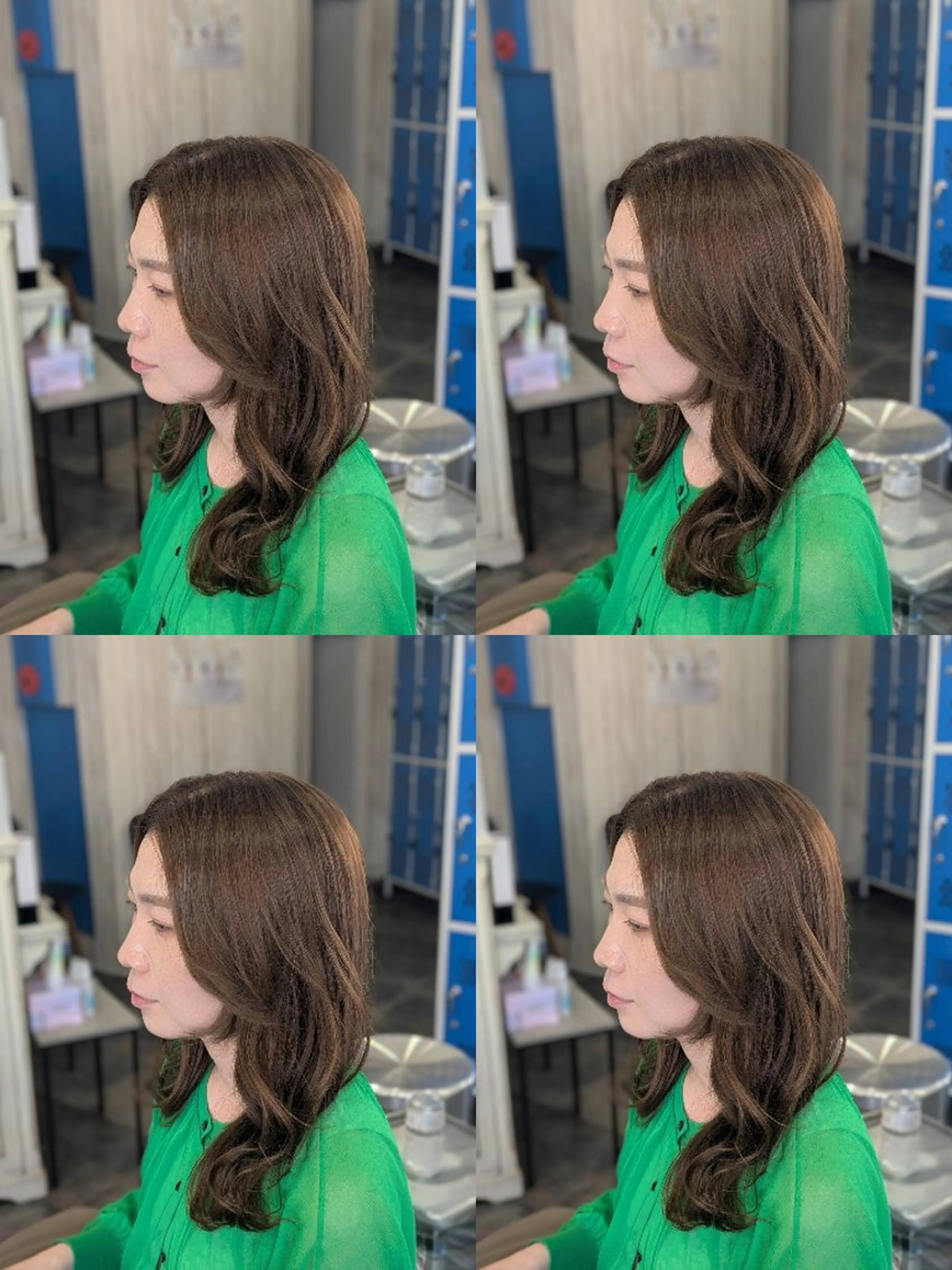セミロング カラー アディクシーカラー ボブ くびれヘア 顔まわりレイヤー タンバルモリ カット ヘアカラー トリートメント メンズパーマ/顔周り レイヤーカット/えののヘアスタイル