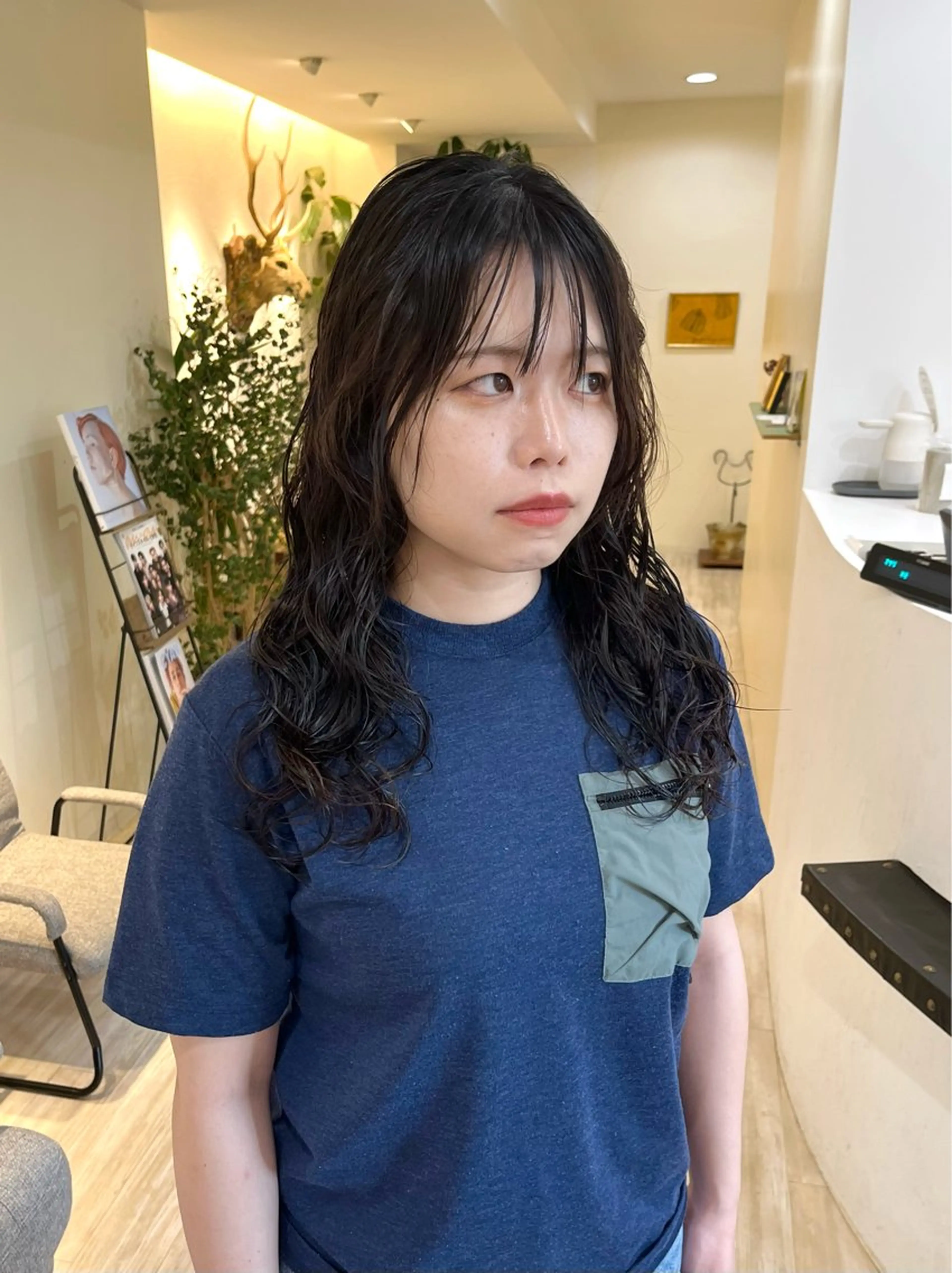 セミロング パーマ カット パーマ トリートメント つぼみ/パーマ ／レイヤー／ボブのヘアスタイル