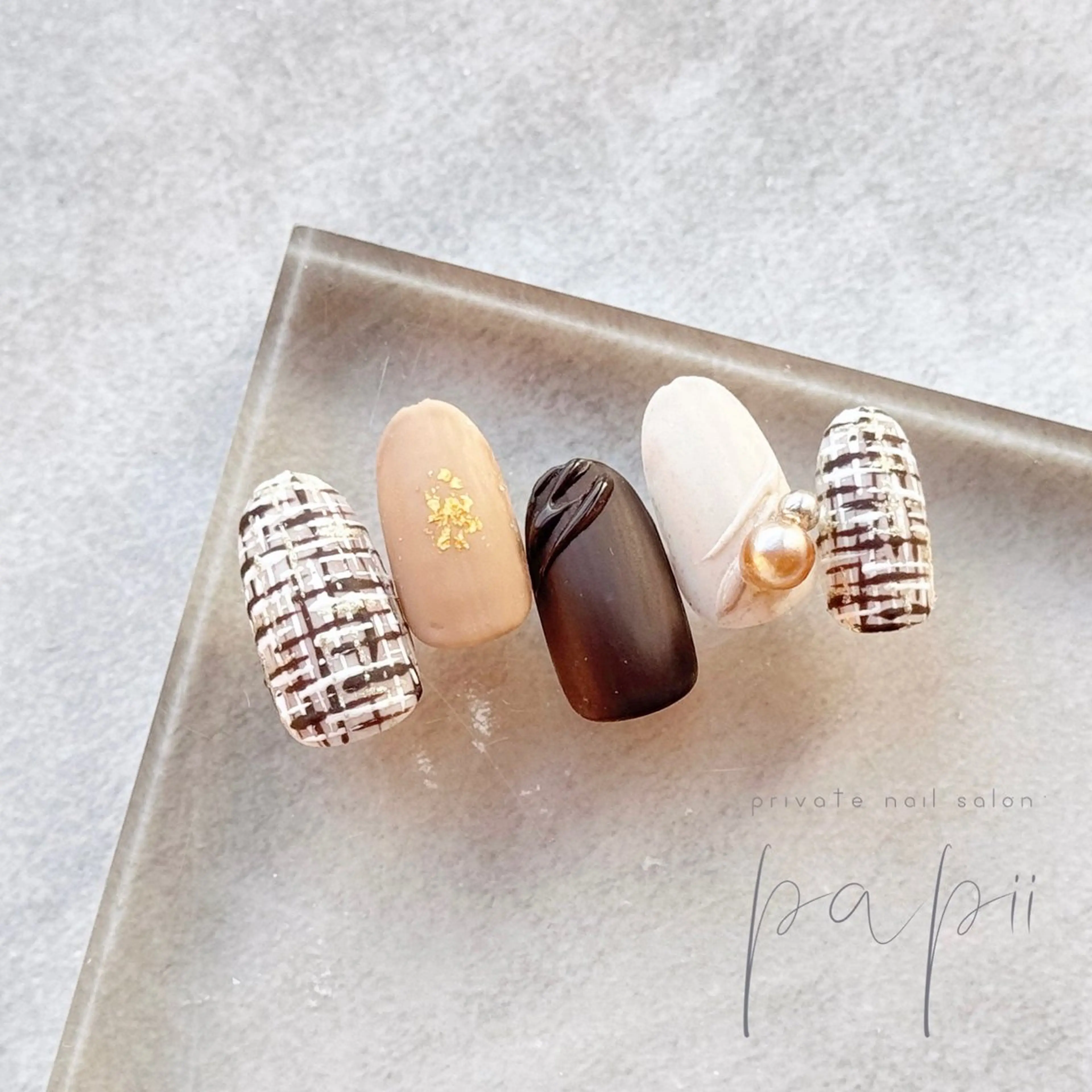 ネイル ツイードネイル ハンドネイル private nail salon papii所属・papii☆ kurodaのネイルデザイン