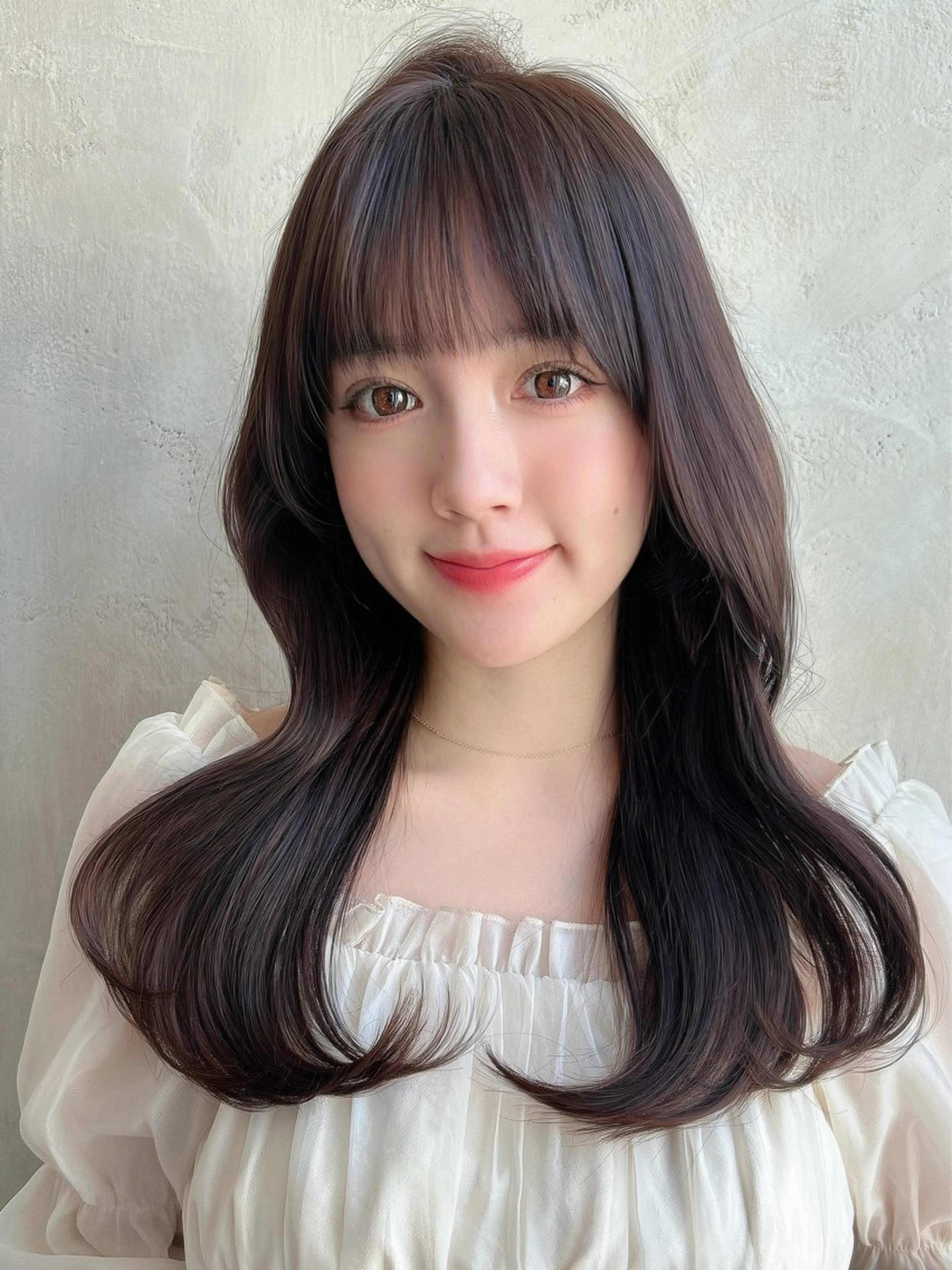 ロング カラー カット ヘアカラー トリートメント 新宿✨顔周りカット 韓国ヘア/坂本亜裟海のヘアスタイル