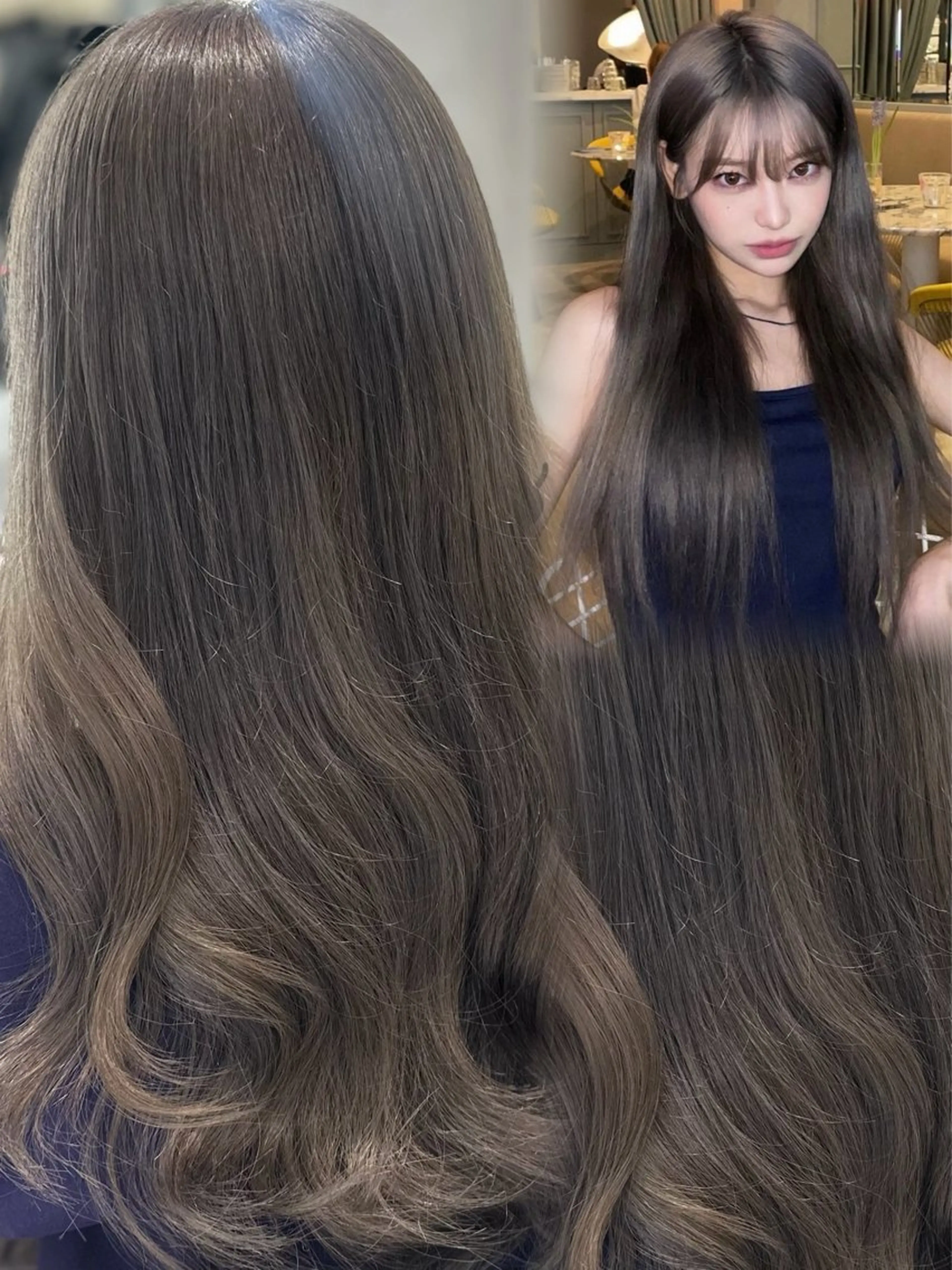 ロング ヘアカラー トリートメント ハイトーン/ベージュ 🤍reinaのヘアスタイル