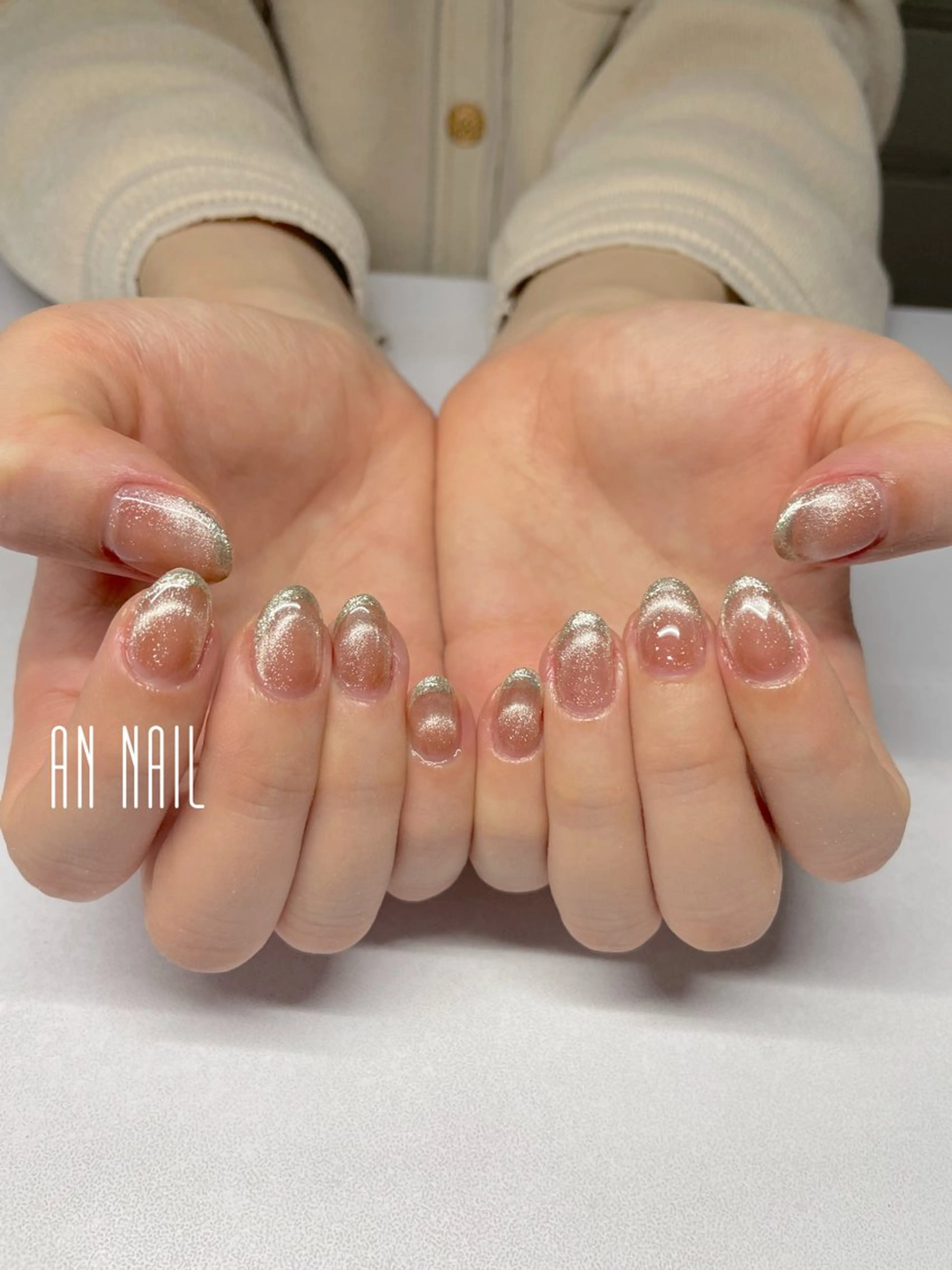 ネイル フレンチネイル マグネットネイル 春ネイル ハンドネイル AN Nailのネイルデザイン