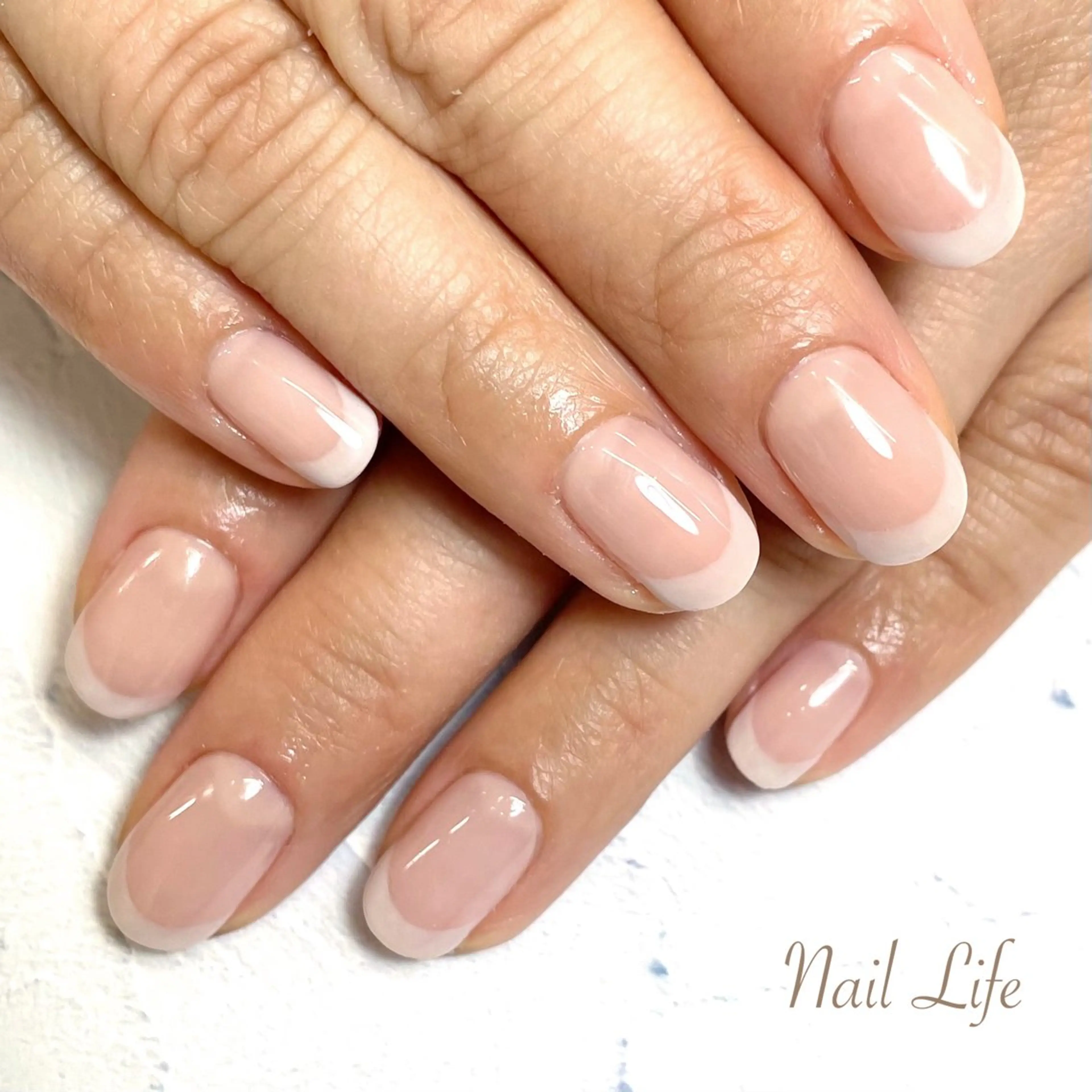 ネイル フレンチネイル ピンク ピンクベージュ 大嶋 めぐみのネイルデザイン