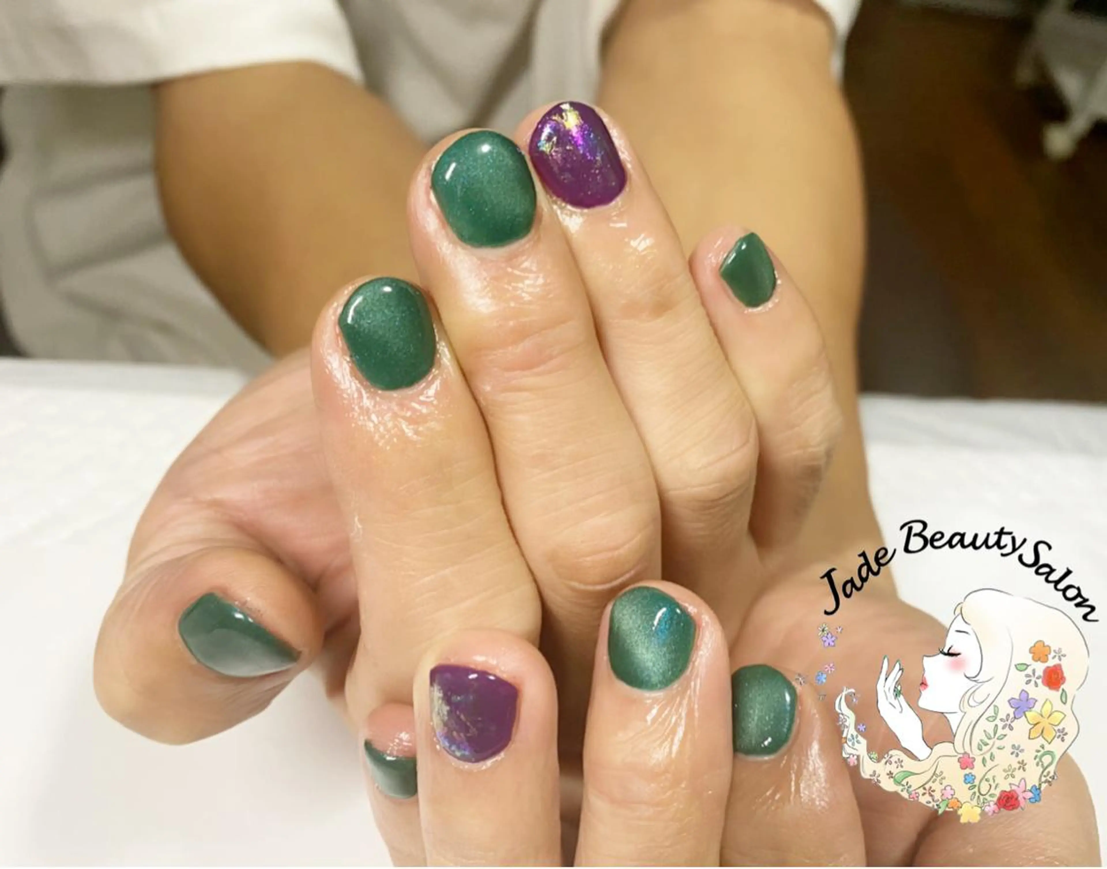 ショート ネイル マグネットネイル メンズネイル JadeBeauty Salonのネイルデザイン