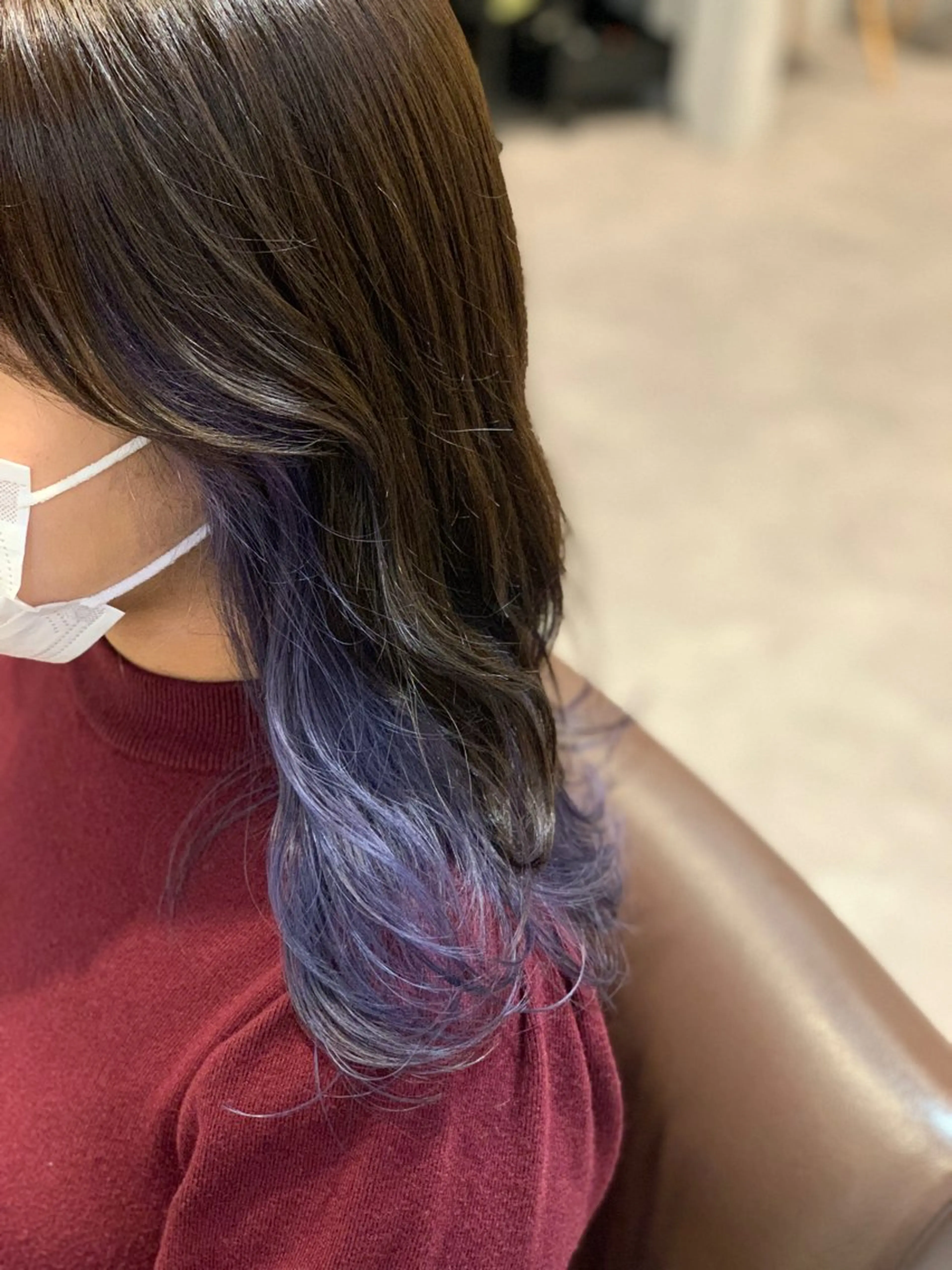 セミロング カラー ブリーチ インナーカラー ラベンダーカラー カット ヘアカラー MIA 菅原のヘアスタイル