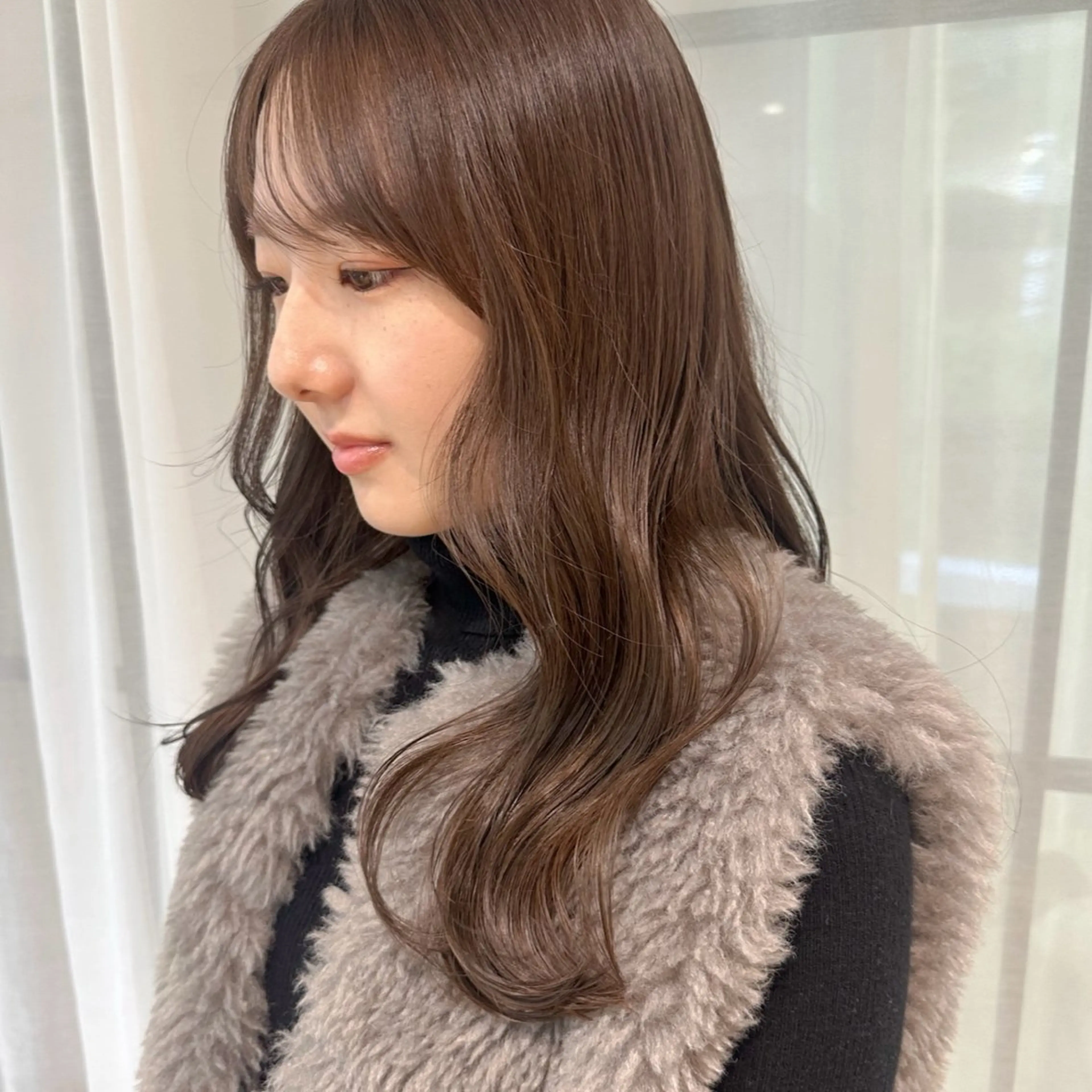 ロング カラー ブラウンカラー 透明感カラー シアーブラウン 似合わせカット 平野恵/透明感カラー ブリーチ/ボブのヘアスタイル