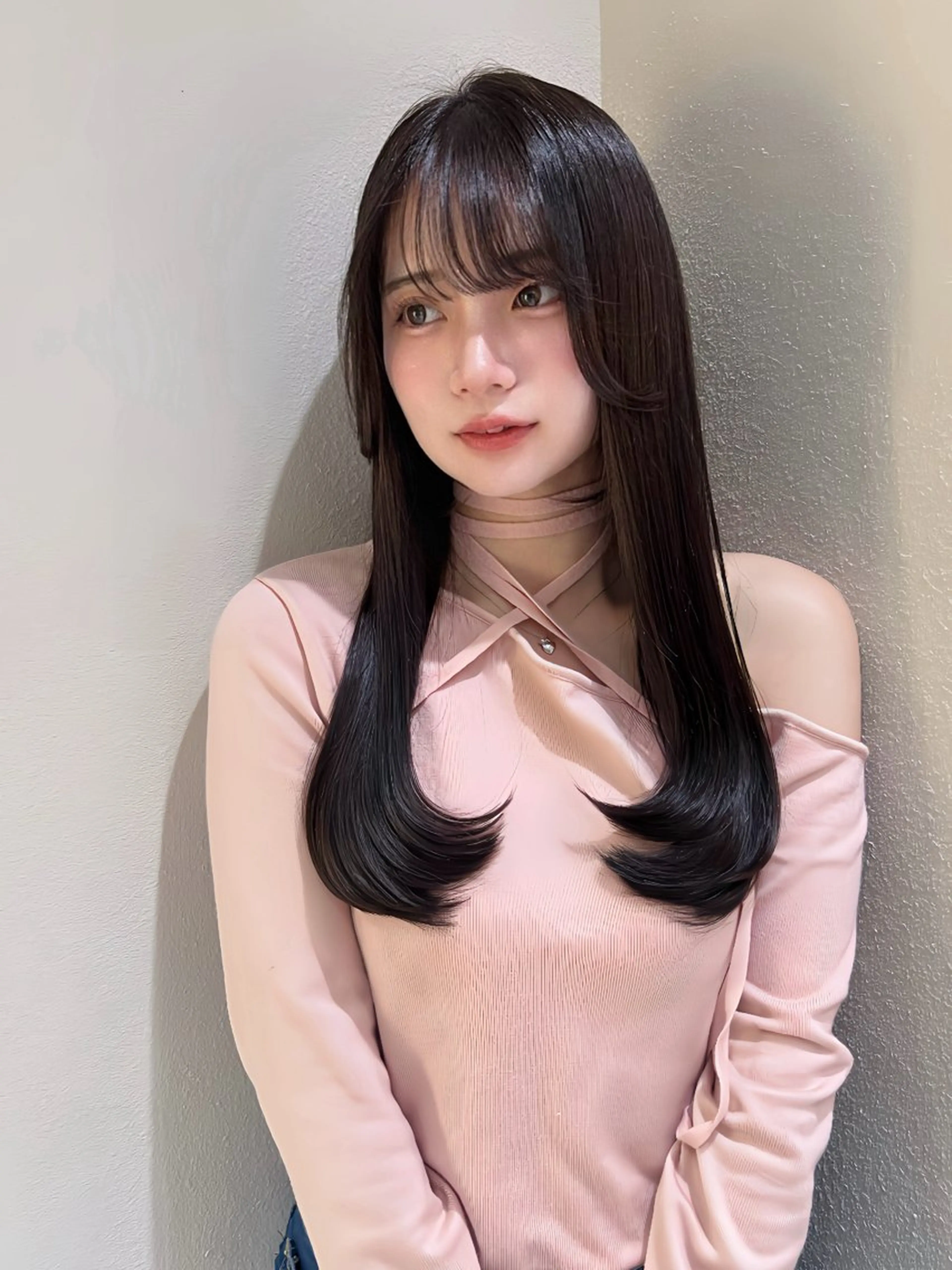 ロング カラー カット ヘアカラー トリートメント 興津/韓国レイヤー ダブルカラー美髪縮毛のヘアスタイル