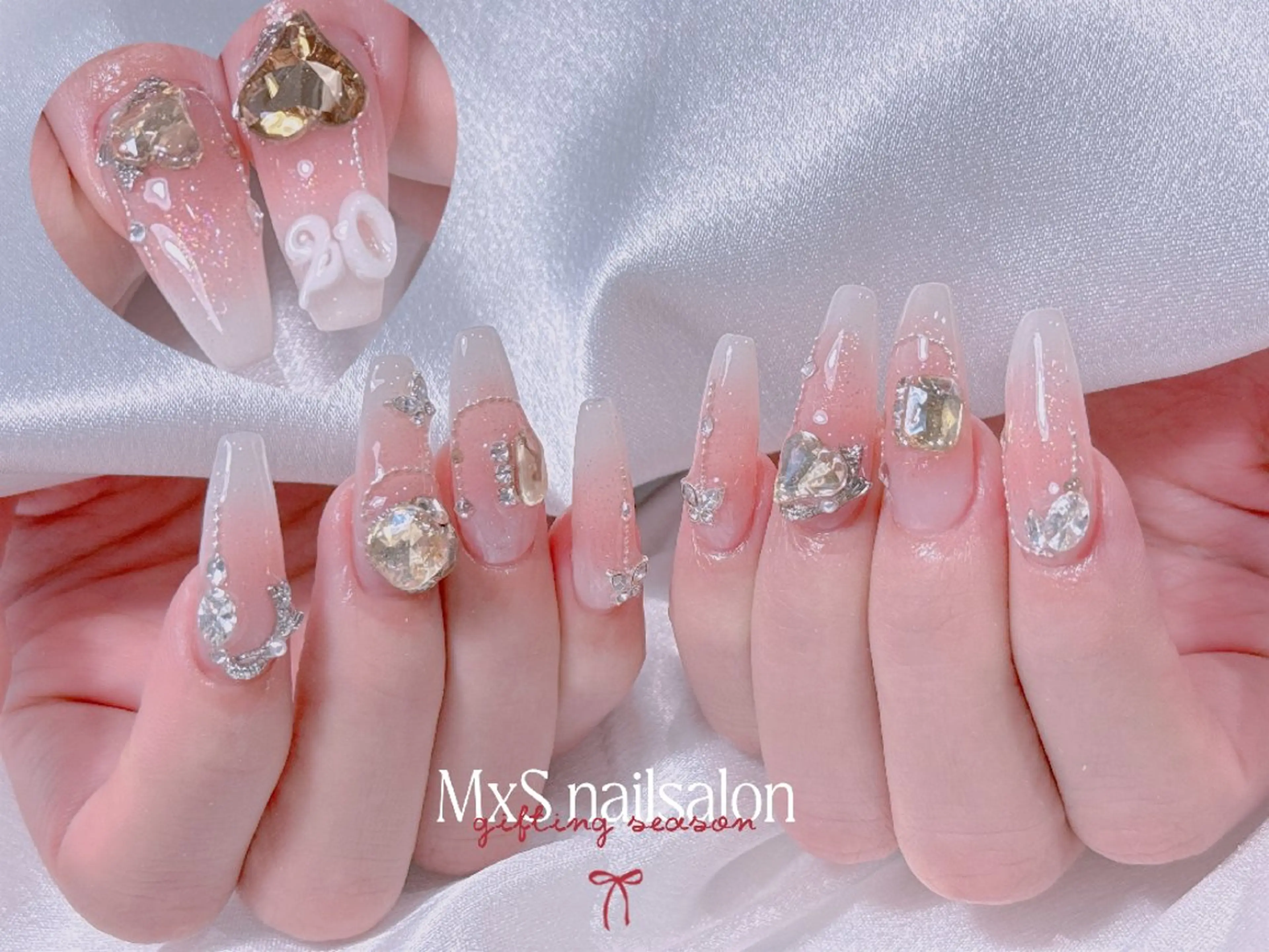 ネイル ジェルネイル 韓国ネイル マグネットネイル パラジェル バレンタイン ハンドネイル M×S Nail みなのネイルデザイン