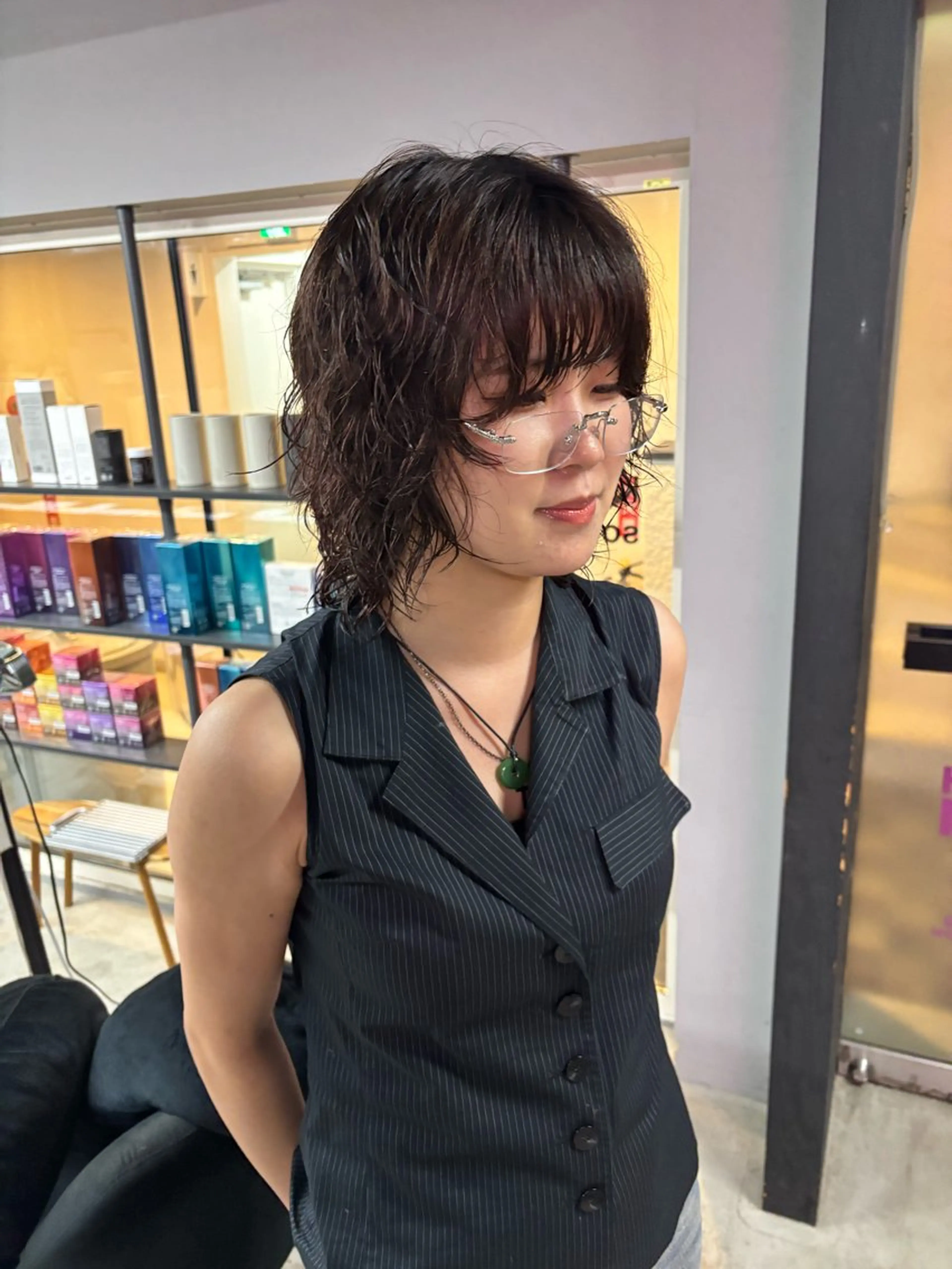 ミディアム パーマ ミディアムパーマ ボブ 顔周りカット レイヤーカット パーマ 札幌パーマ/ レイヤー/後藤海音のヘアスタイル