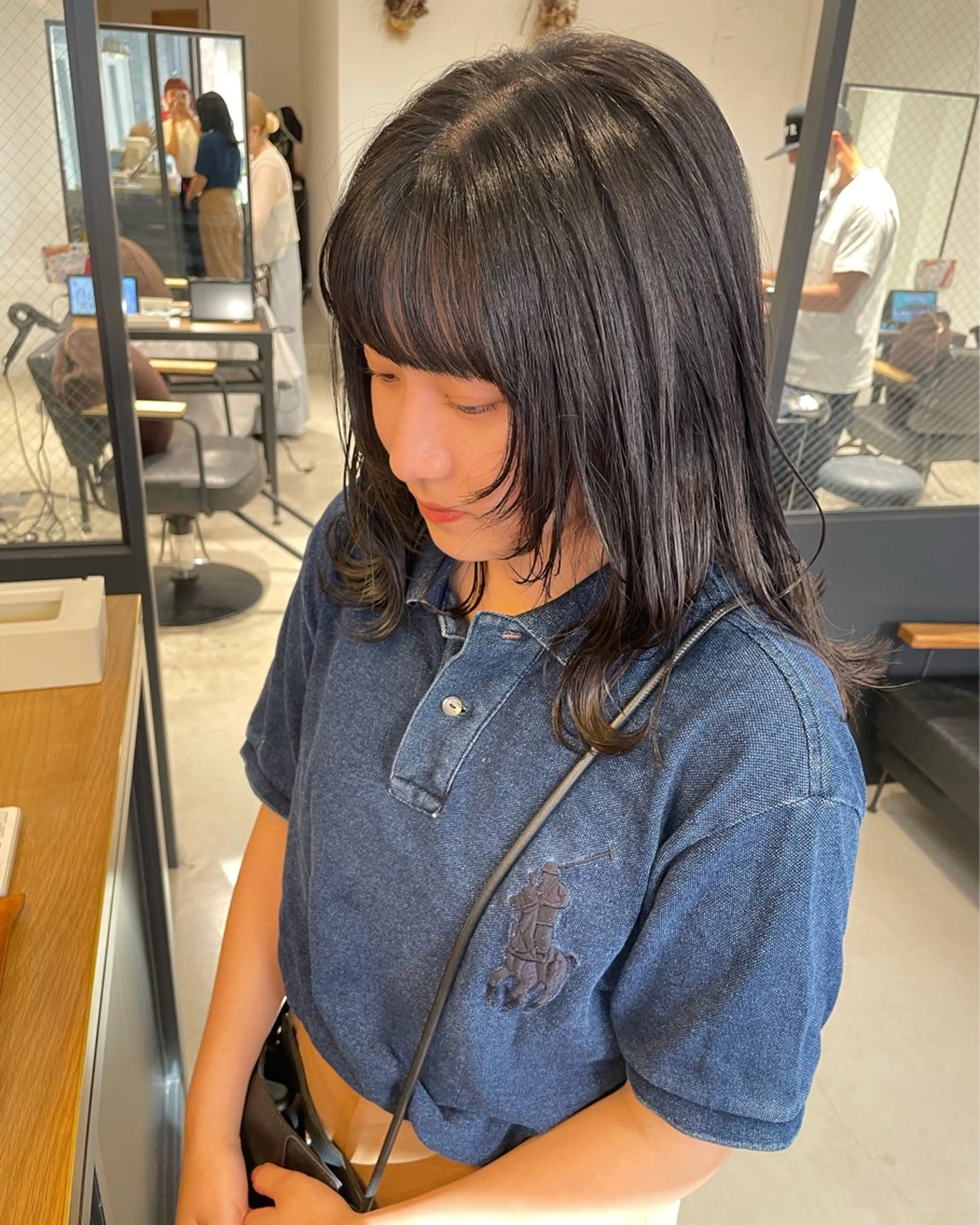 ミディアム カラー 暖色カラー🍊 ボブ🌿顔周りcutのヘアスタイル