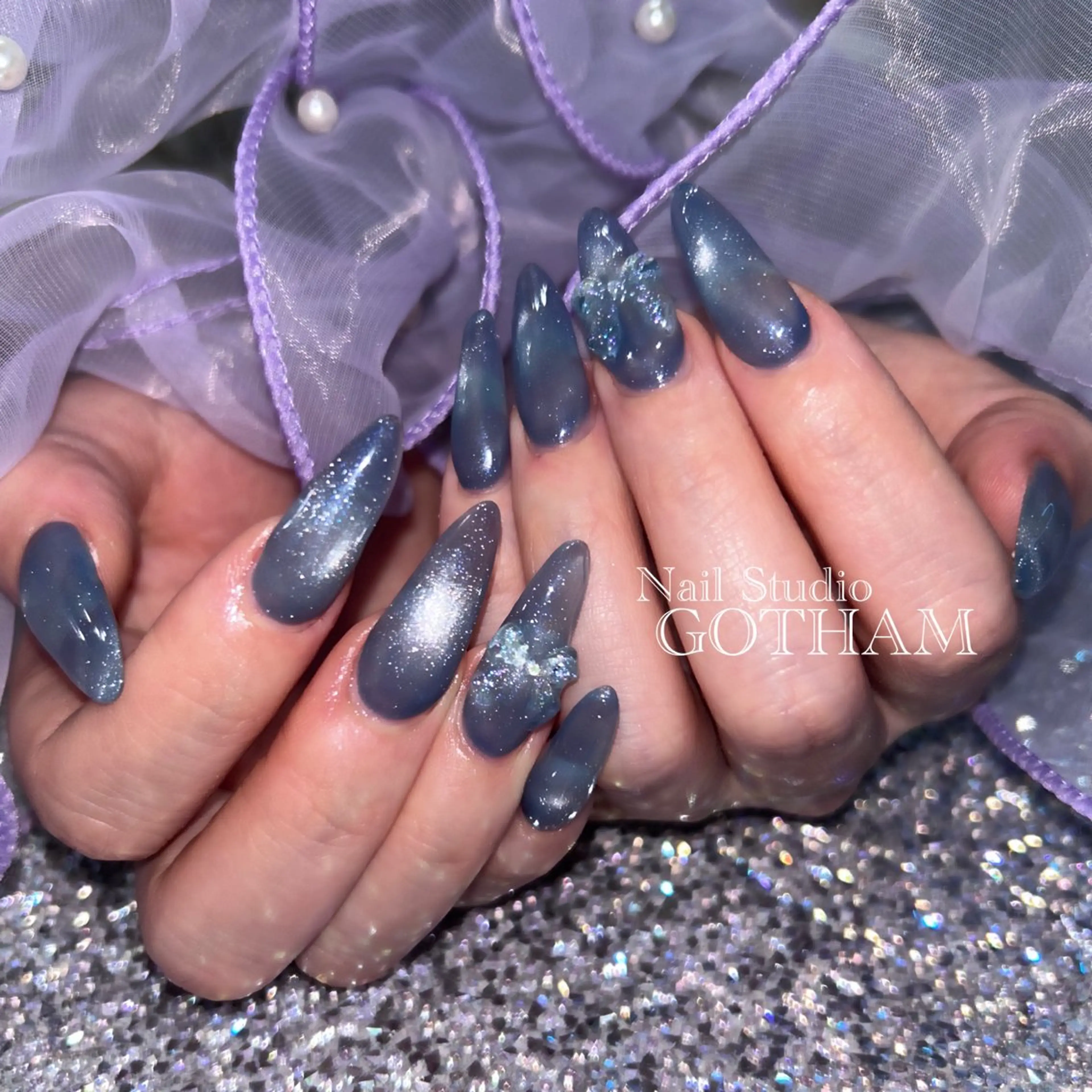 ネイル リボン ハンドネイル Nail Studio GOTHAM所属・高円寺駅からすぐ🌈 ネイルGOTHAMのネイルデザイン