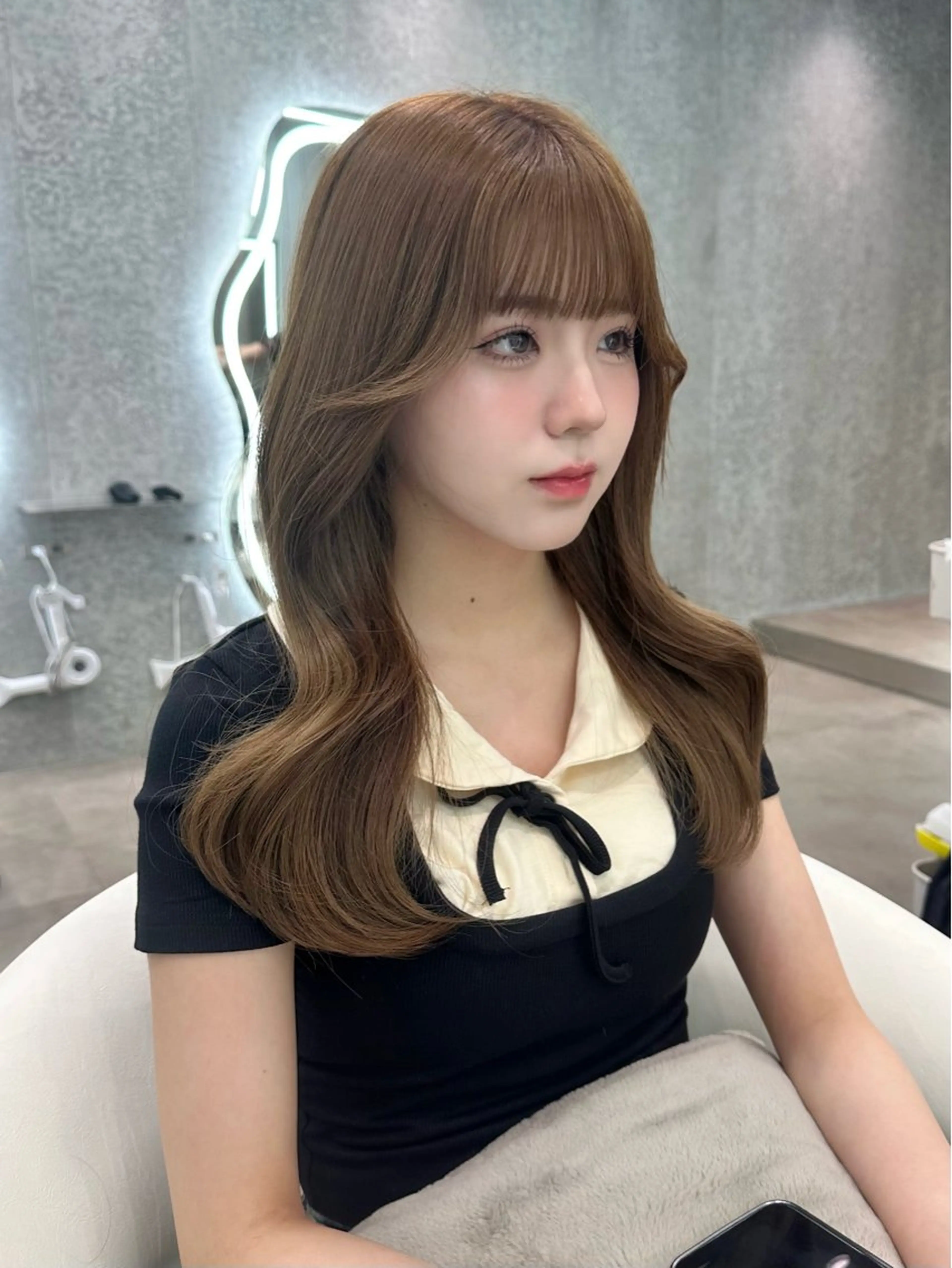 ミディアム 顔周りカット カット ヘアカラー トリートメント ブリーチなしW🎀 髪質改善／はのんのヘアスタイル