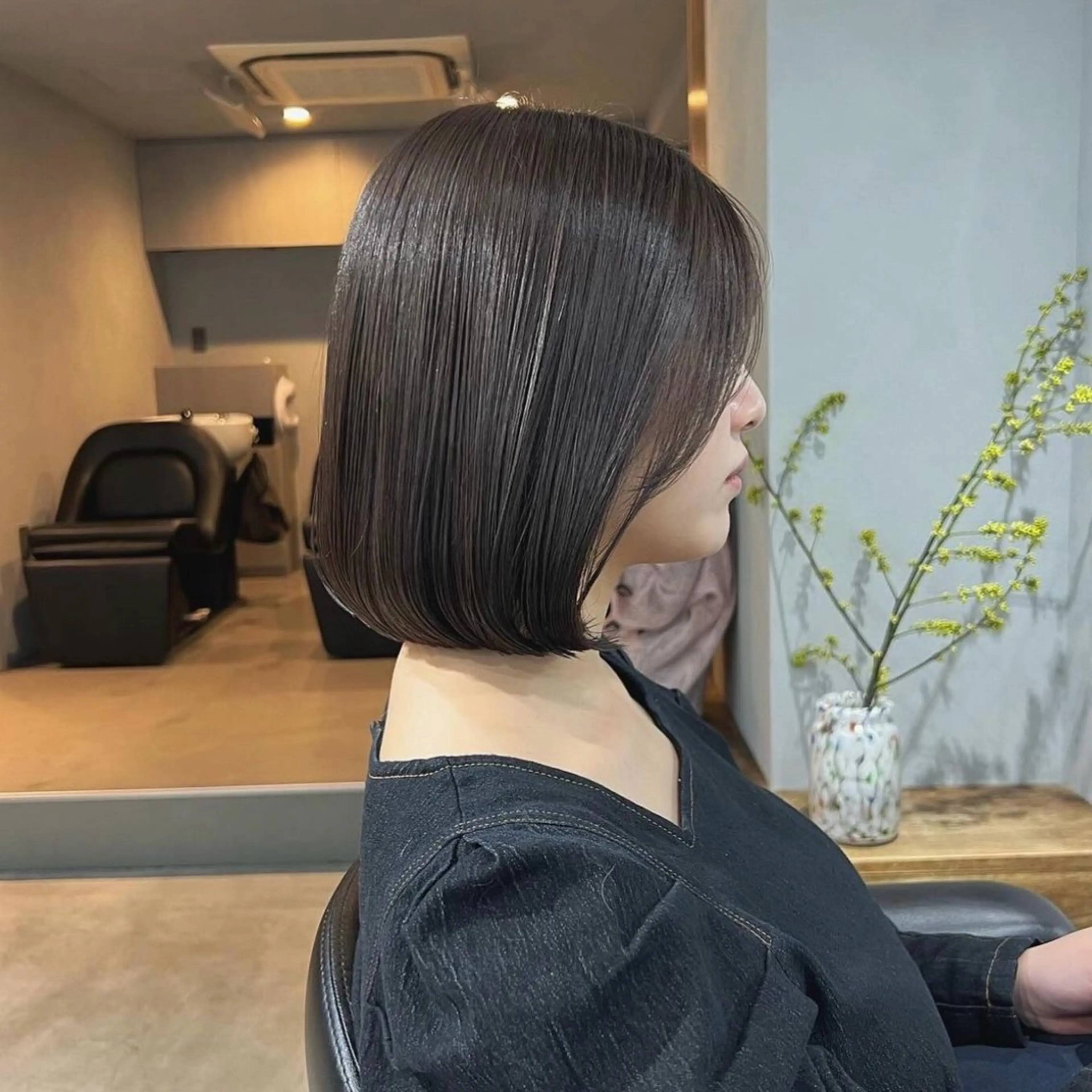 ミディアム カラー ヘアカラー トリートメント akane/ボブ /オリーブベージュのヘアスタイル