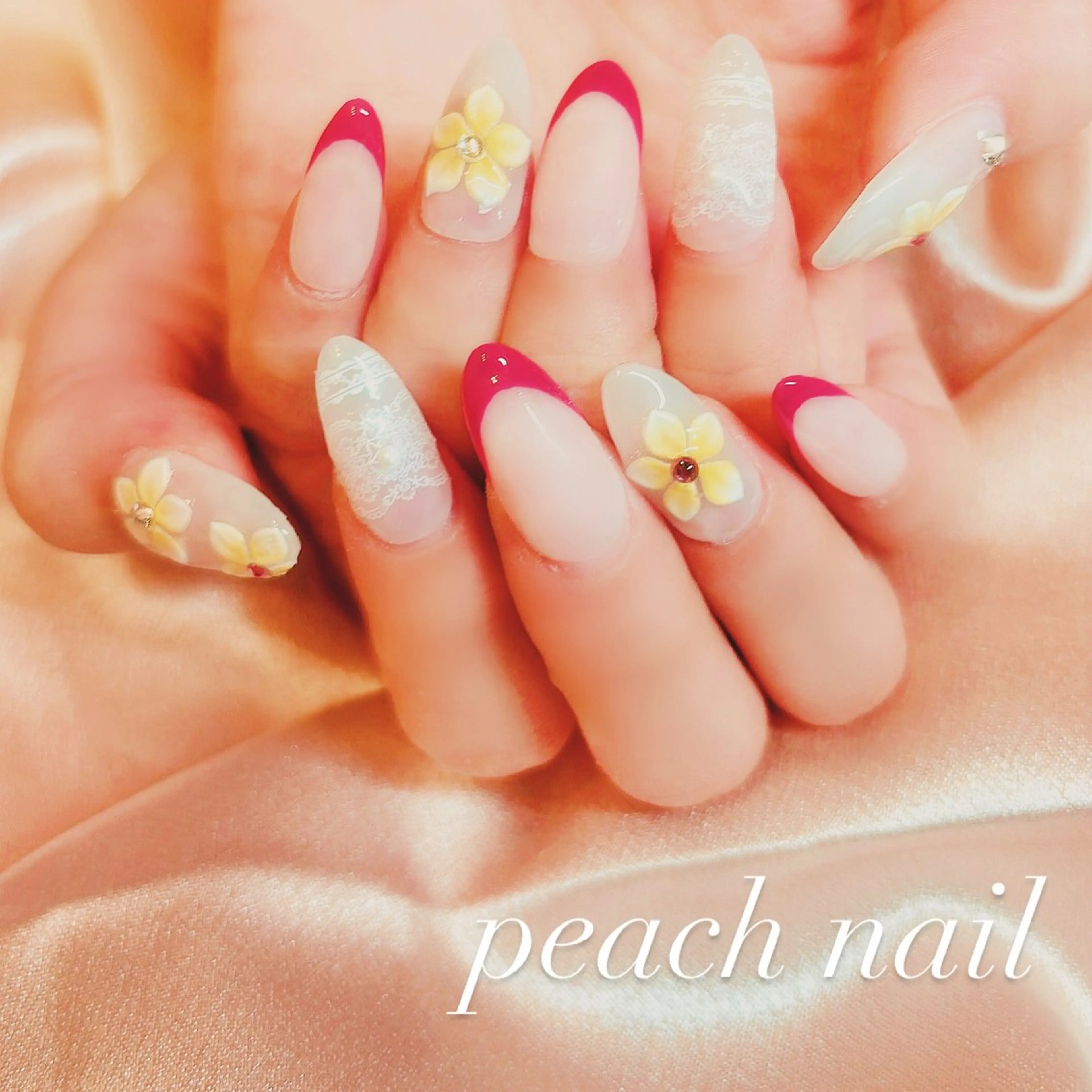 ネイル フレンチネイル ロングネイル 持ち込み ピンク 夏ネイル ハンドネイル . kiyomiのネイルデザイン