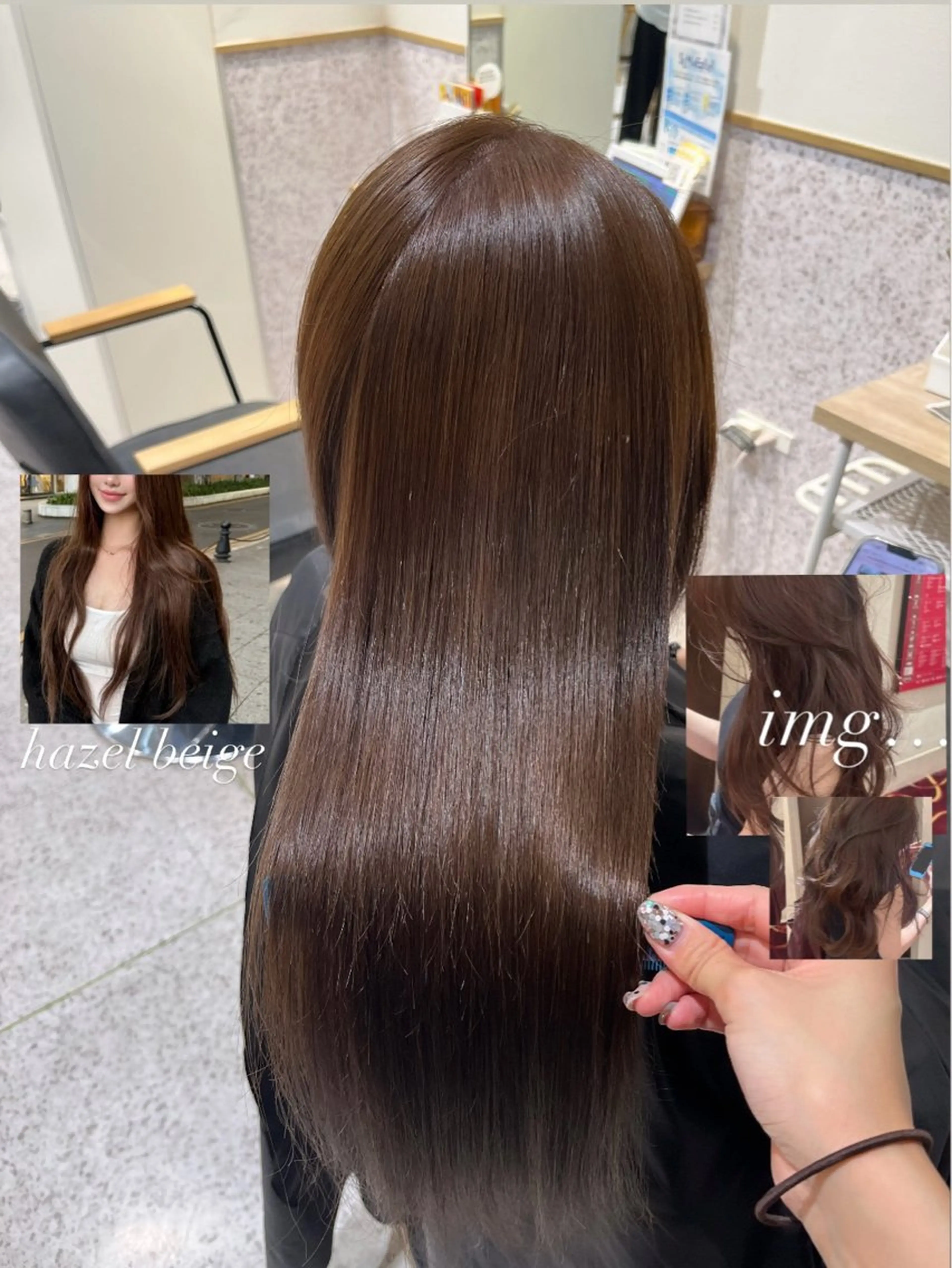 ロング カラー ベージュカラー ブリーチ 透明感カラー ダブルカラー ヘーゼル ヘアカラー トリートメント 髪質改善&艶カラー/ ほんだあみ (♡)のヘアスタイル