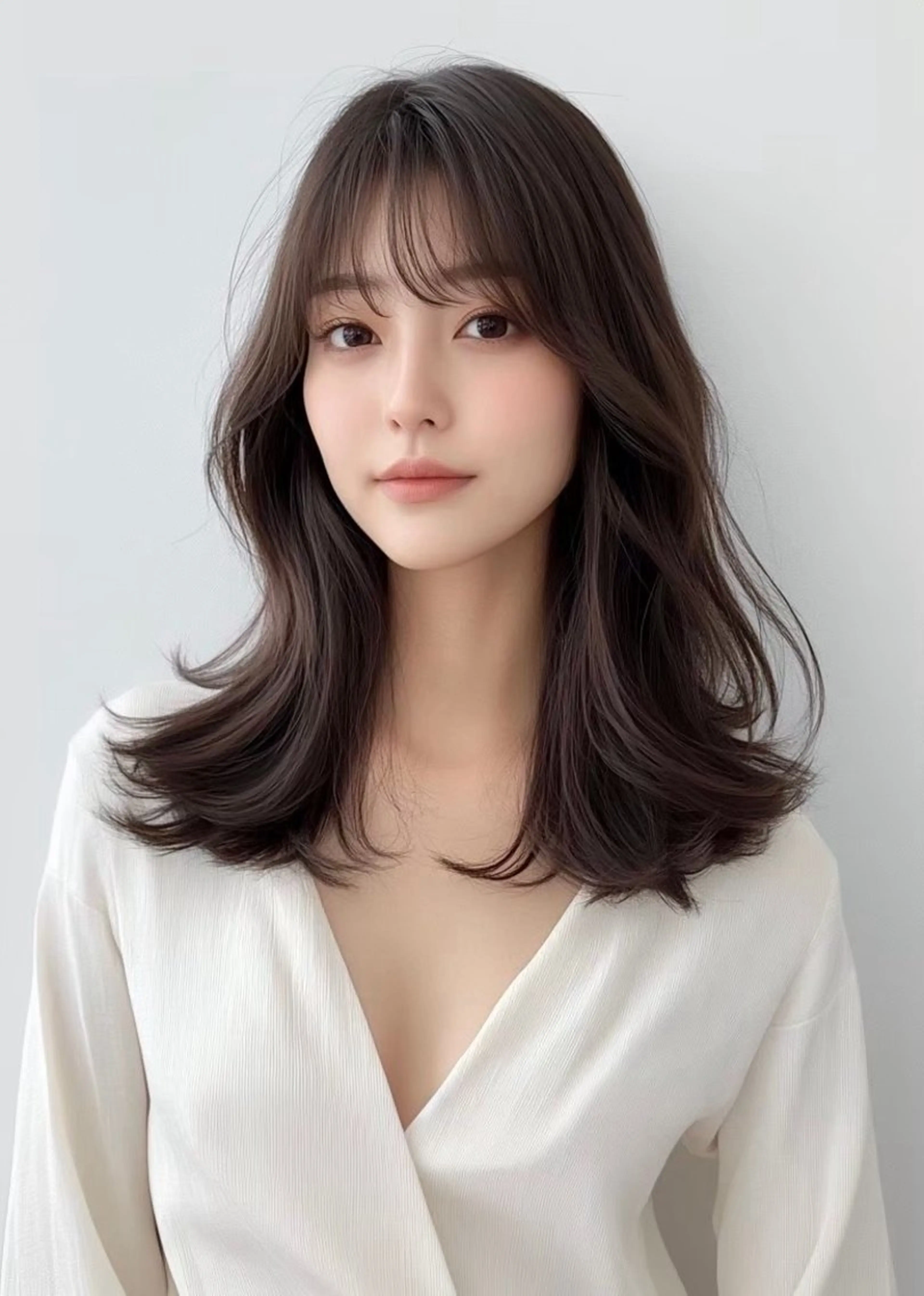 ミディアム 韓国風ヘア レイヤーカット 外ハネヘア ワンホン韓国風レイヤ ー/表参道/みづきのヘアスタイル