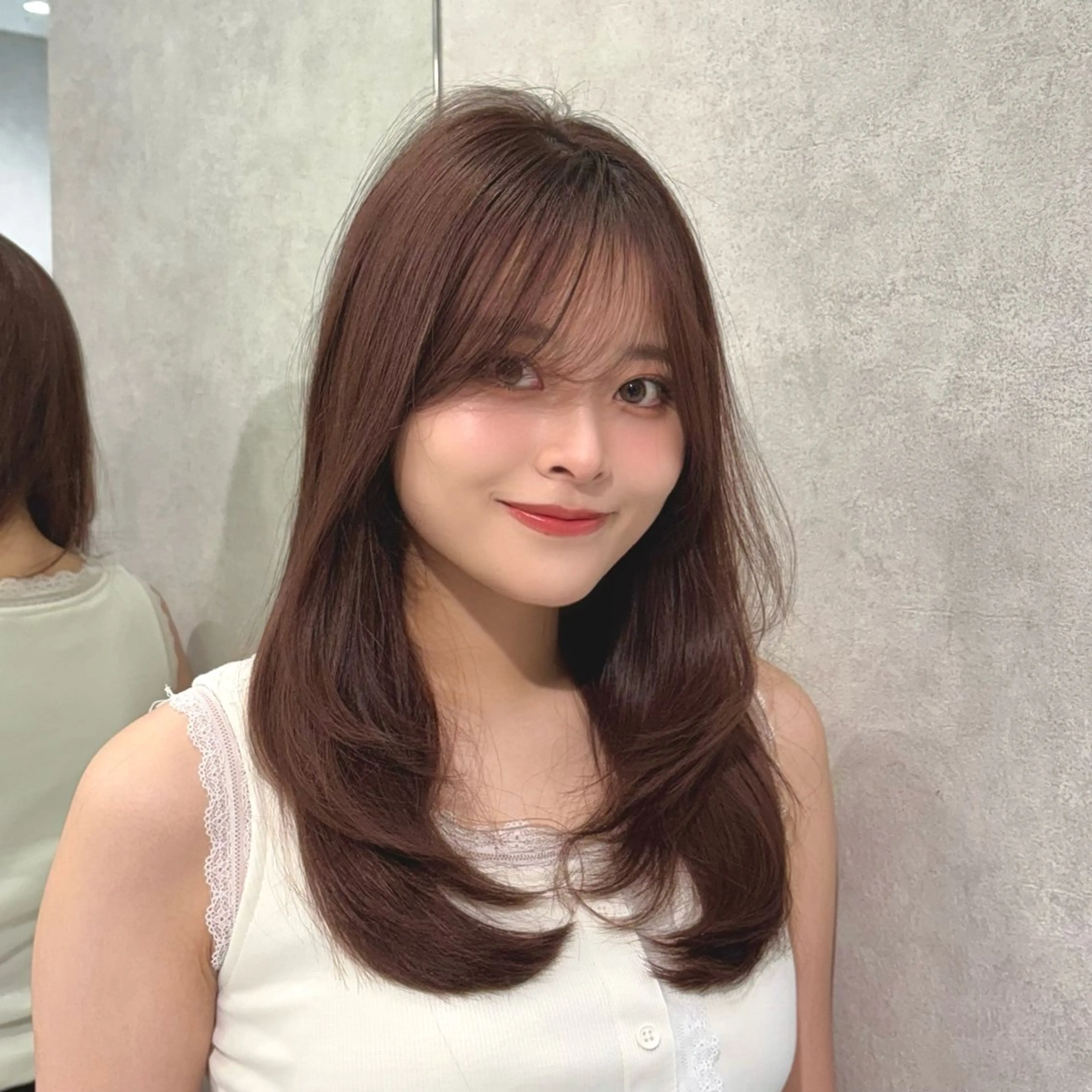 セミロング カラー パーマ ヘアアレンジ メンズ キッズ 新宿/小顔レイヤー/ 顔まわり/西慶太朗のヘアスタイル