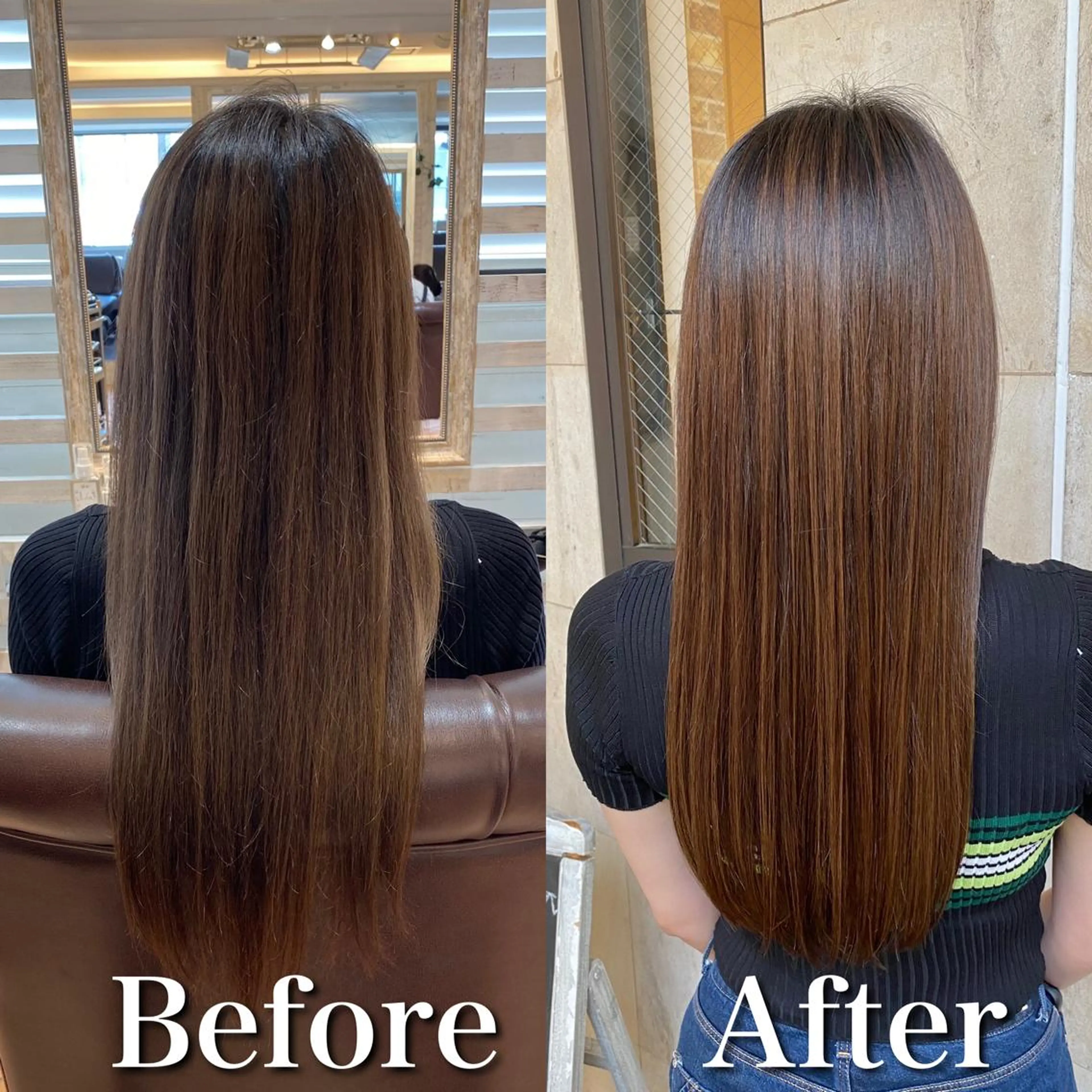 ロング パーマ ハイライト 髪質改善 韓国風ヘア 縮毛矯正 トリートメント ブリーチなし✨艶髪 カラー𓃲YAGIのヘアスタイル