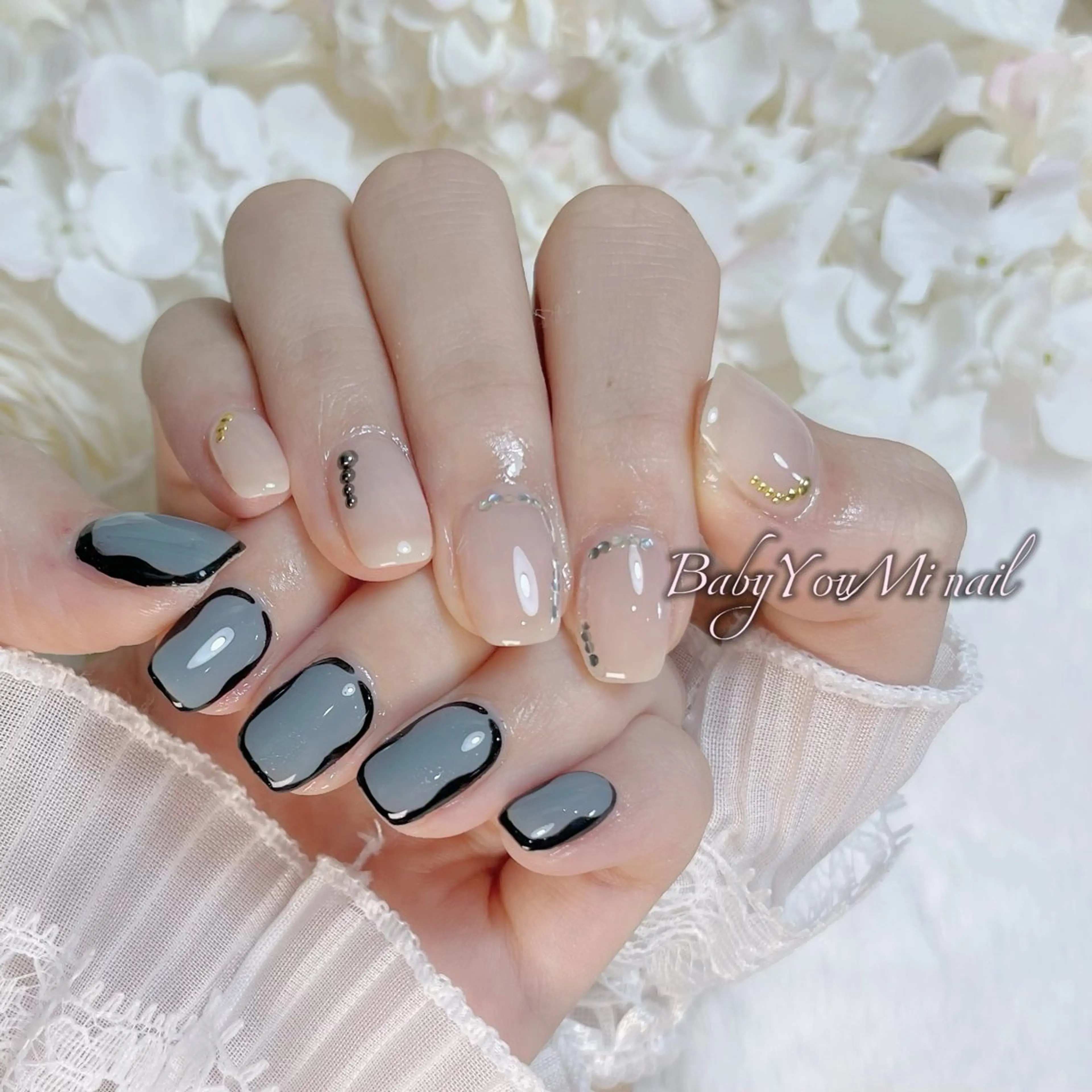 ネイル オーロラネイル 成人式 フットネイル フレンチネイル ジェルネイル ハンドネイル BabyYouMi nailのネイルデザイン