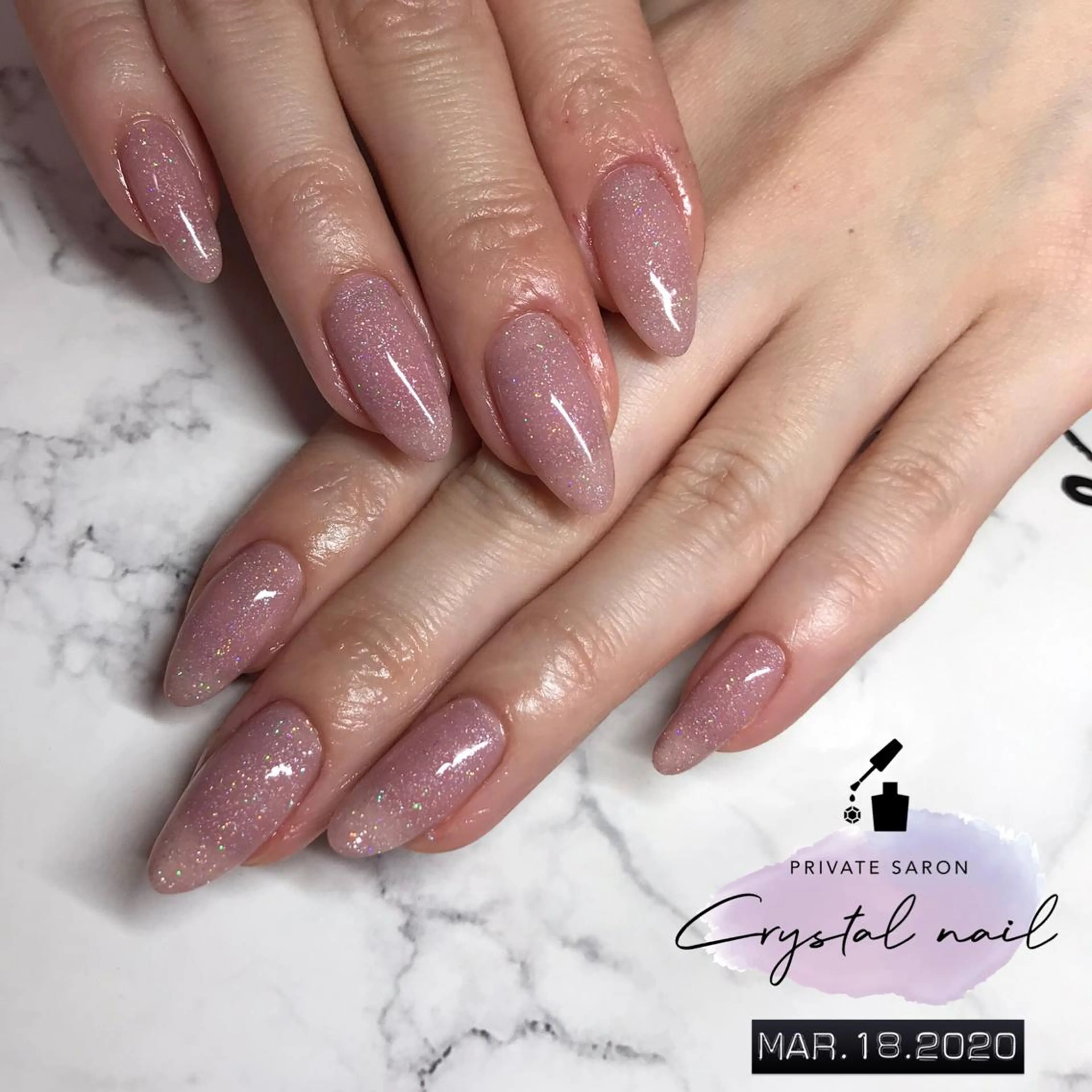 ネイル ラメ(グリッター) ピンク ハンドネイル SCENERY NAILのネイルデザイン