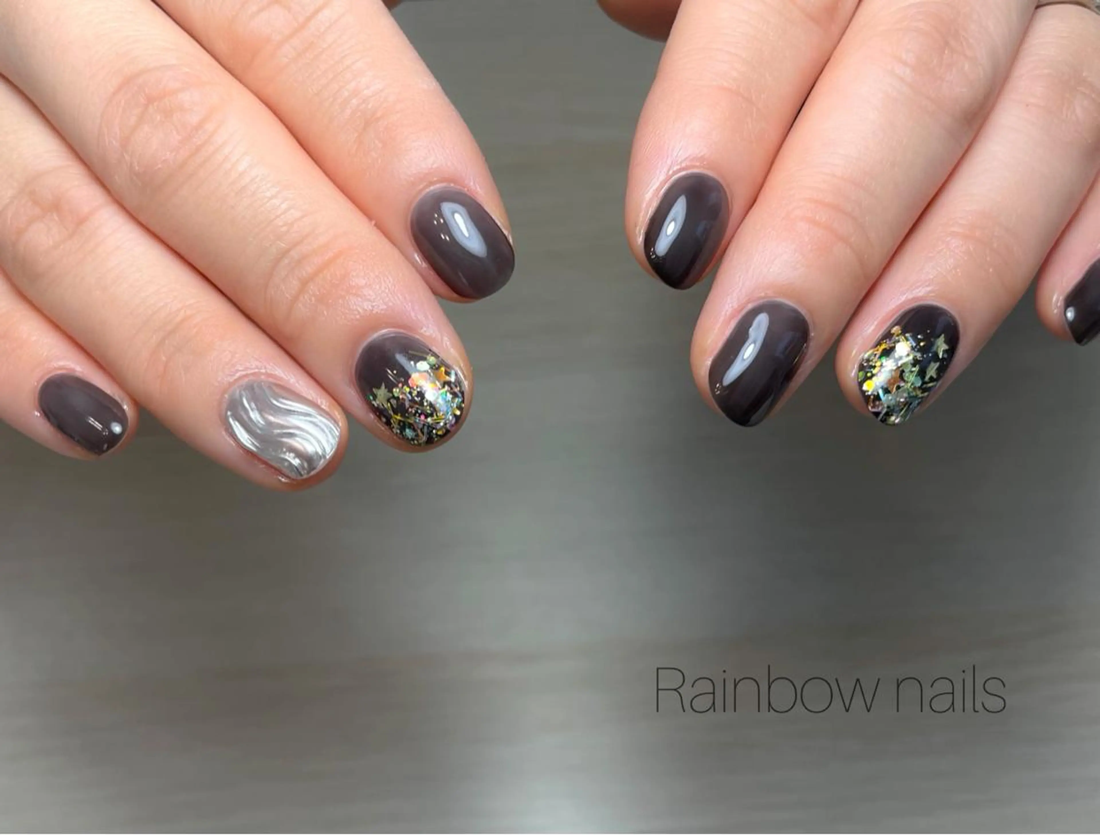 ネイル ハンドネイル Rainbow nailsくろちゃんのネイルデザイン