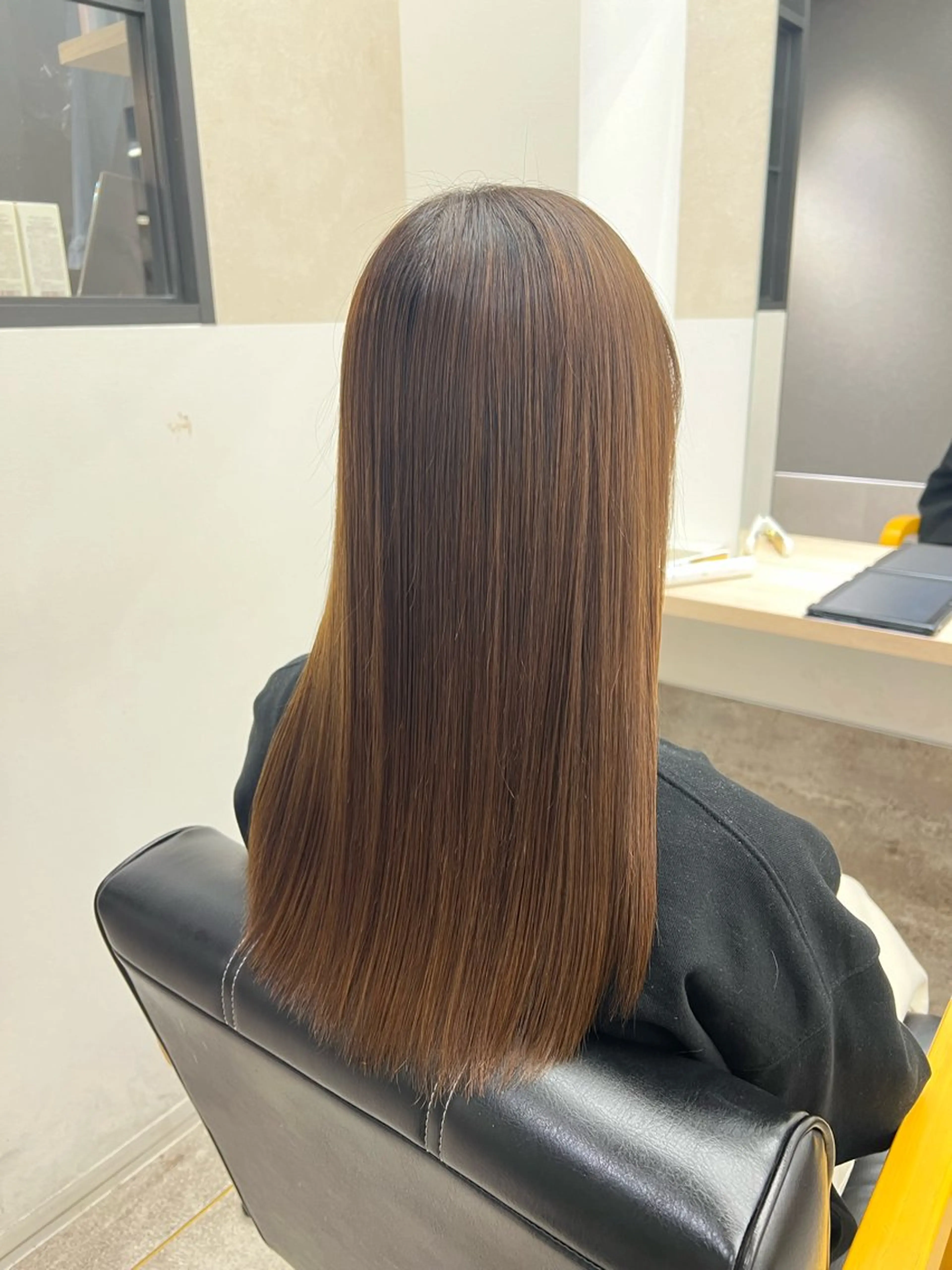 セミロング 縮毛矯正 GiseL 博多 ほのかのヘアスタイル