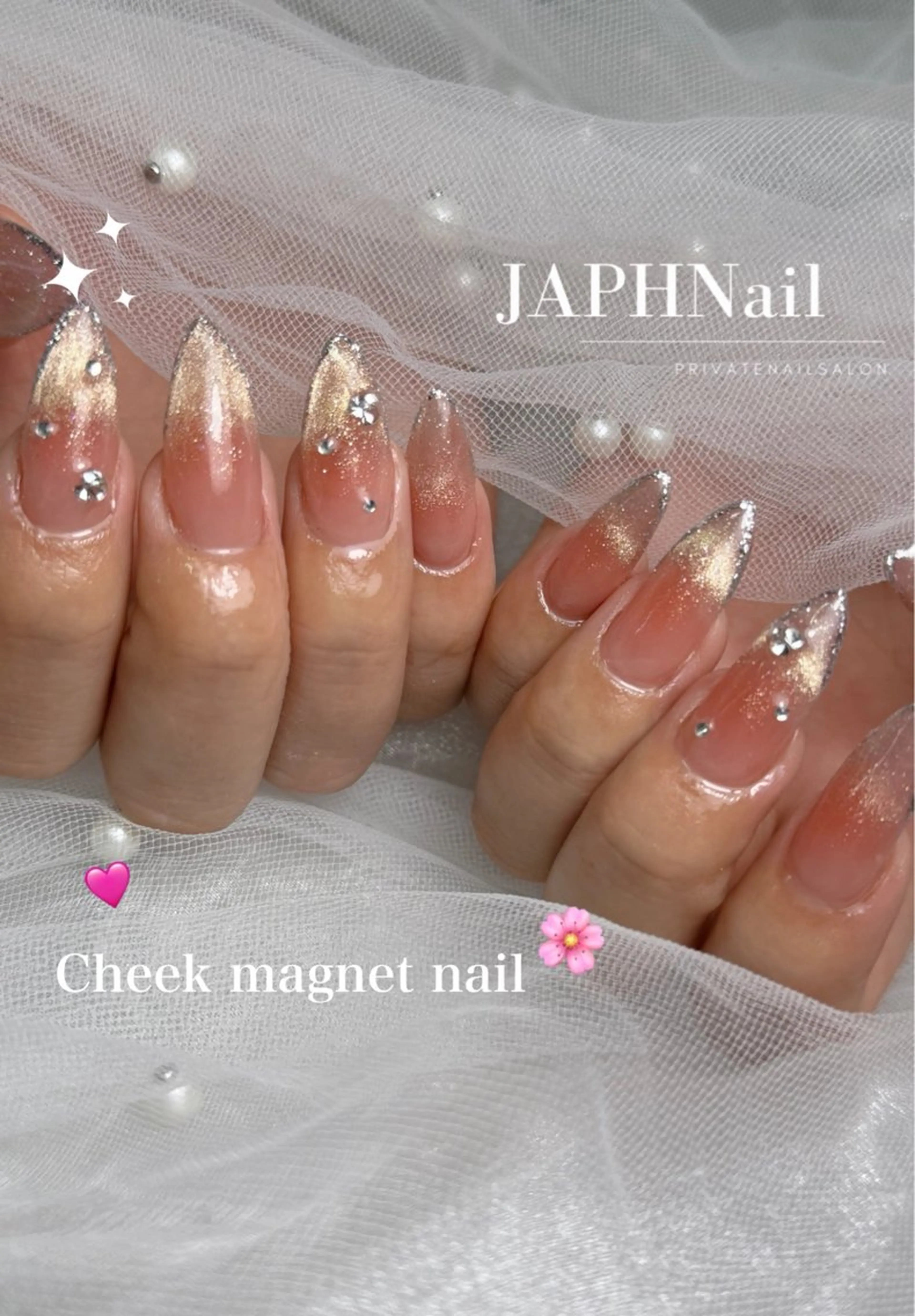 ネイル チークネイル 韓国ネイル マグネットネイル 春ネイル ワンホンネイル NailSalon /JAPHのネイルデザイン