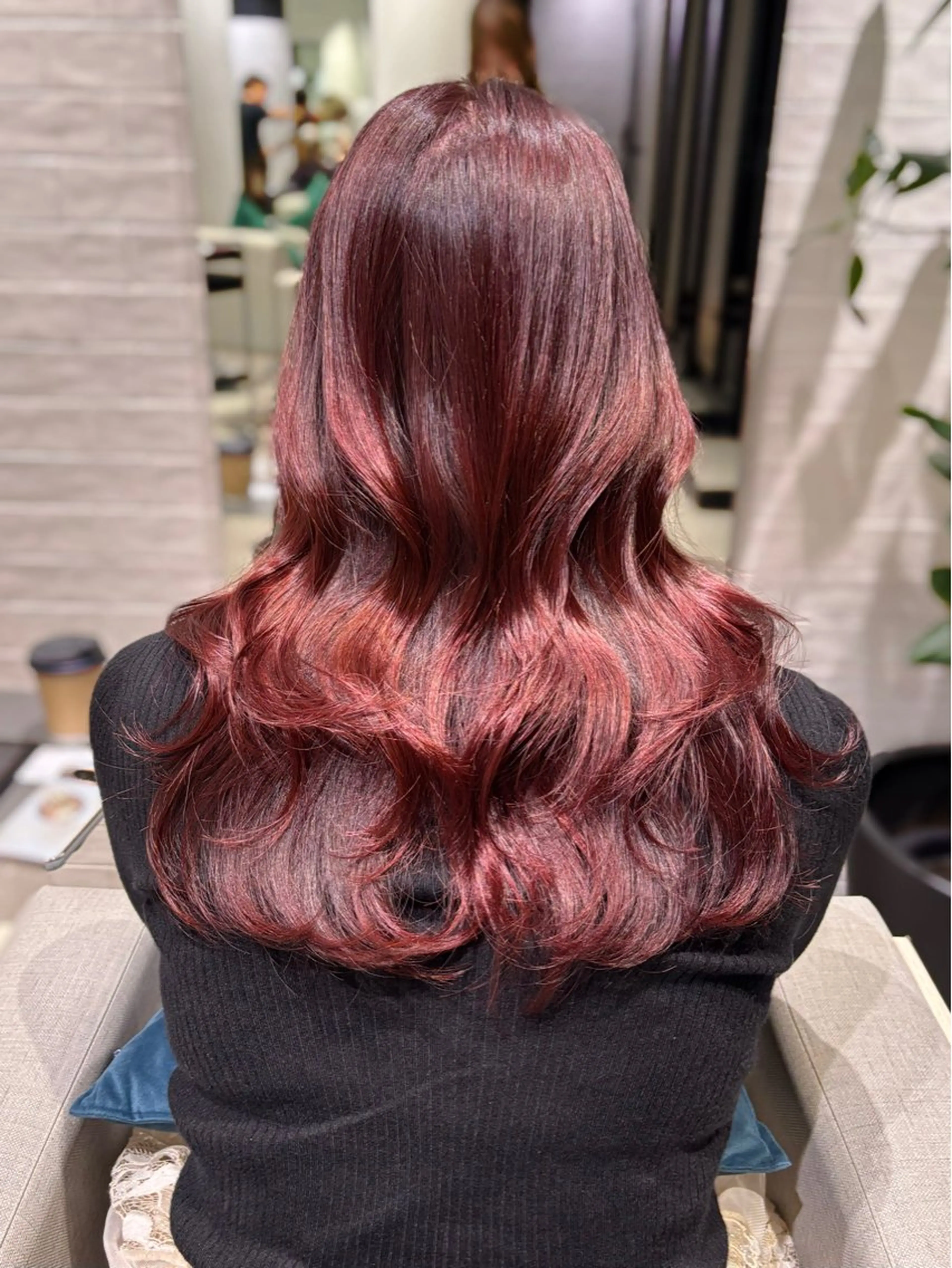 セミロング カラー ブリーチ ブリーチなしカラー レッドカラー ヘアカラー トリートメント 銀座/韓国レイヤー/ 艶カラー🍓原田侑依のヘアスタイル