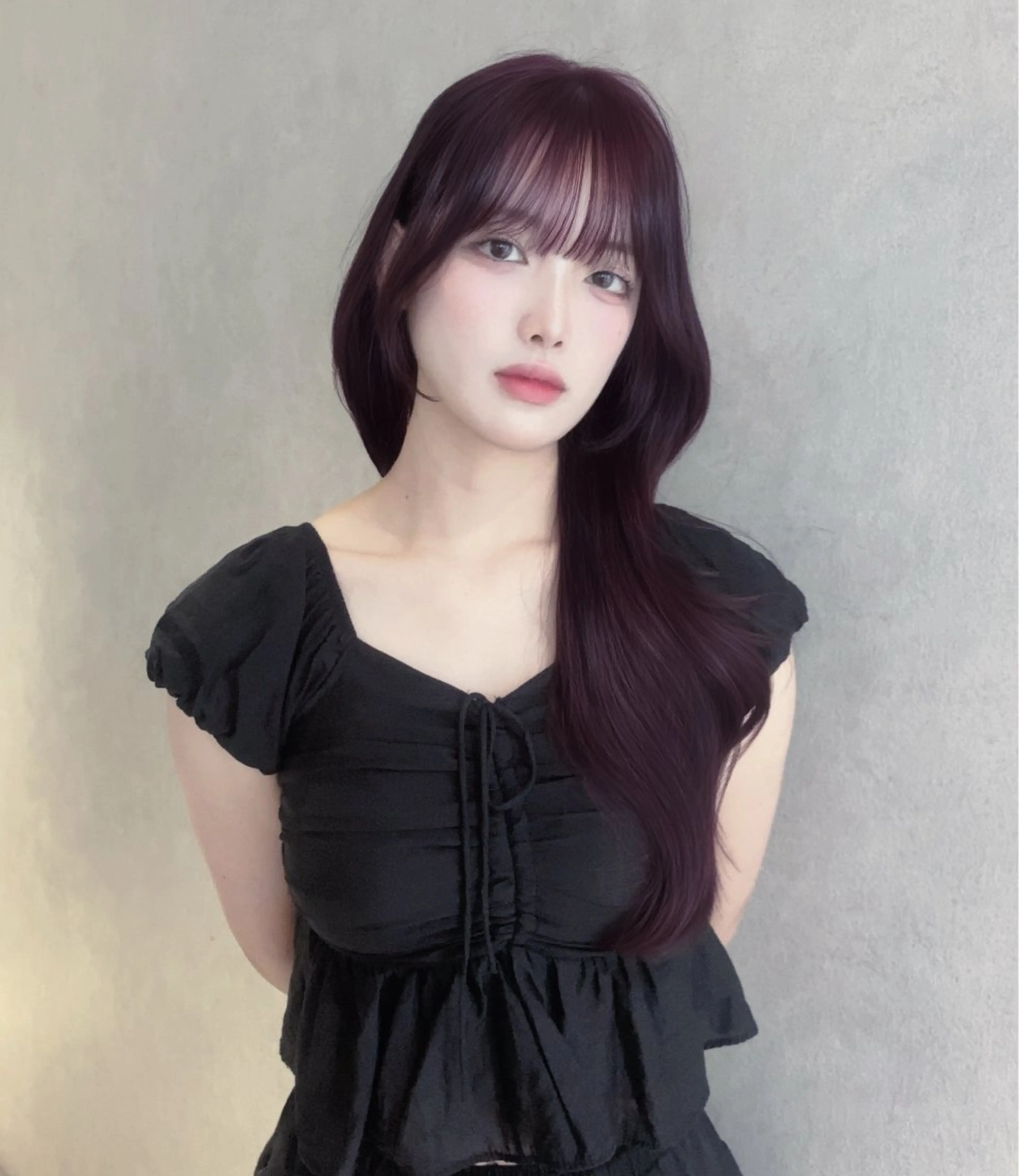 ロング くびれヘア 顔まわりレイヤー 顔周りカット ヨシンモリ 韓国風ヘア 葵 韓国オタク美容師 レイヤーカットのヘアスタイル