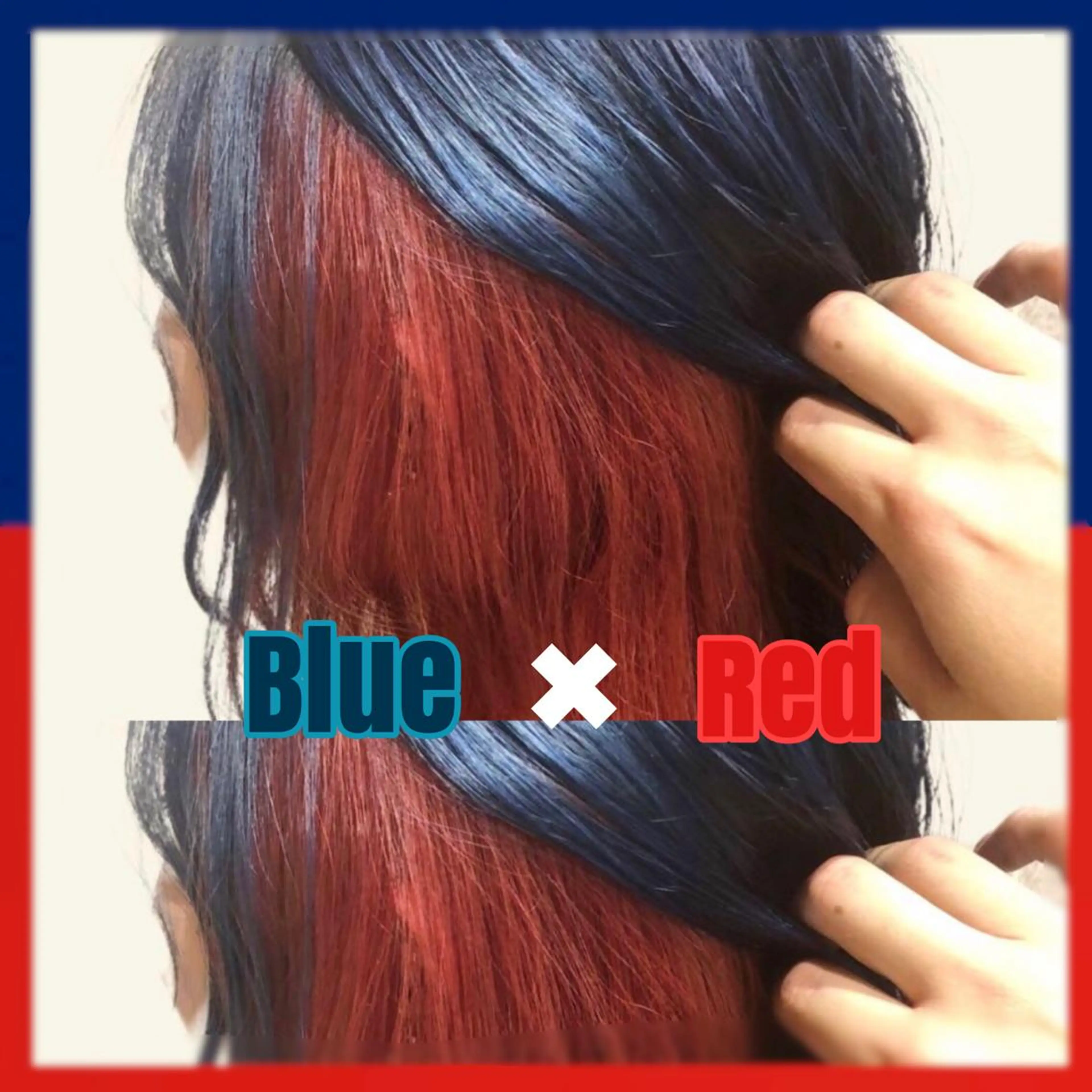 ミディアム カラー ブルーカラー レッドカラー ケアブリーチ /髪質 改善/古橋圭史郎のヘアスタイル