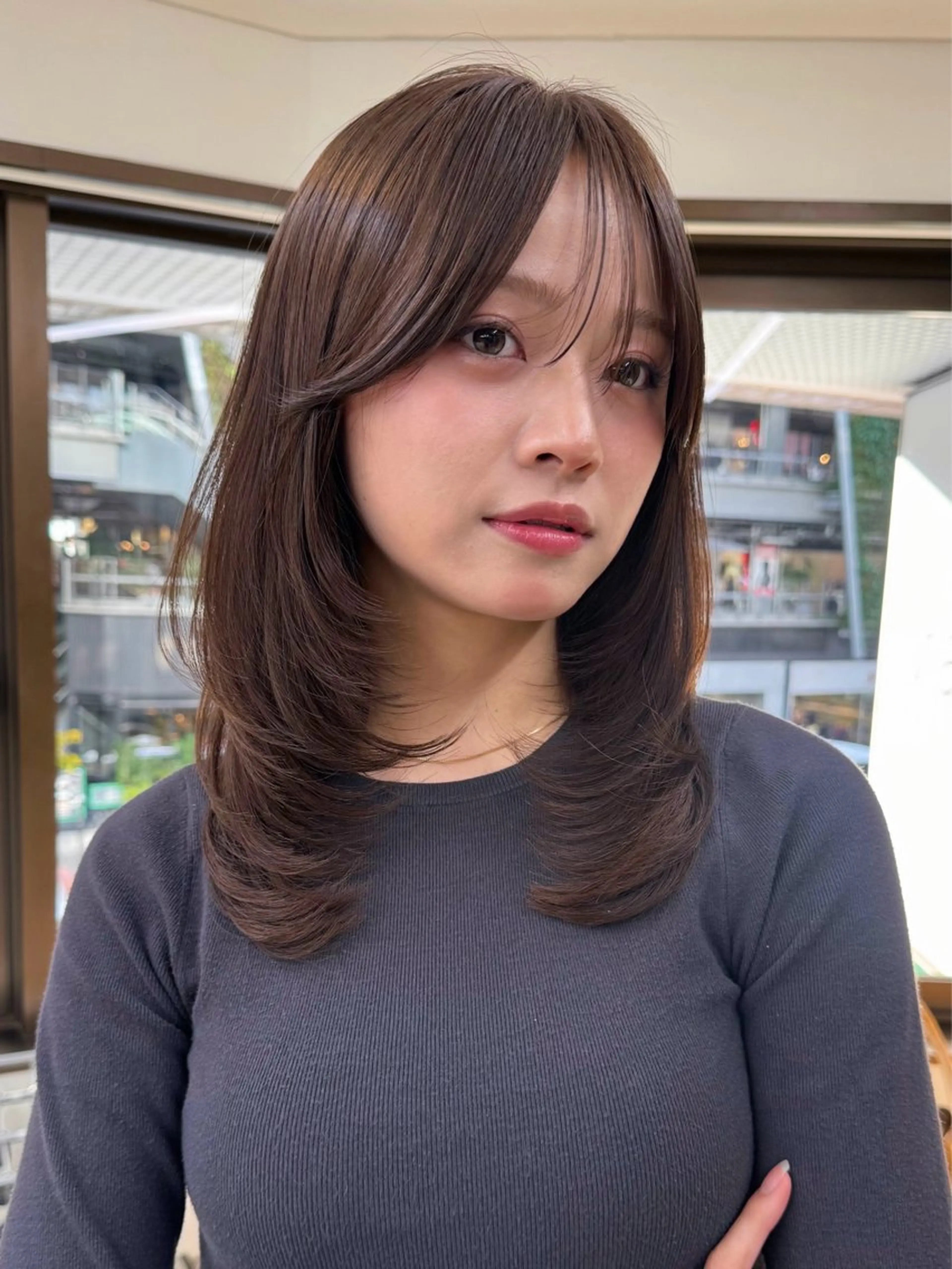 ミディアム カラー カット ヘアカラー 縮毛矯正 ボブ/レイヤー/ グレージュ/moyuのヘアスタイル