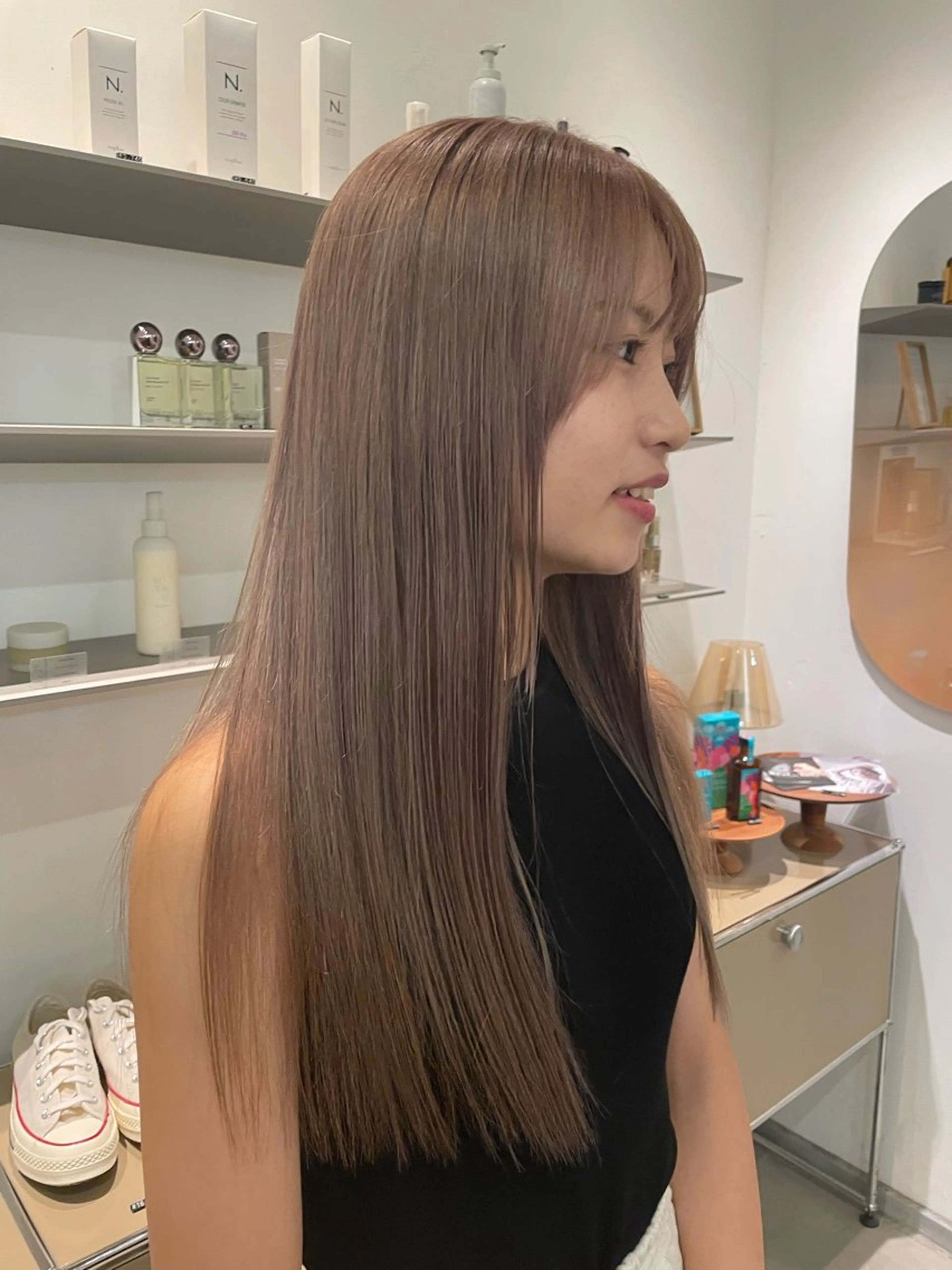 ロング カラー ベージュカラー HITOMI 福岡パーマのヘアスタイル