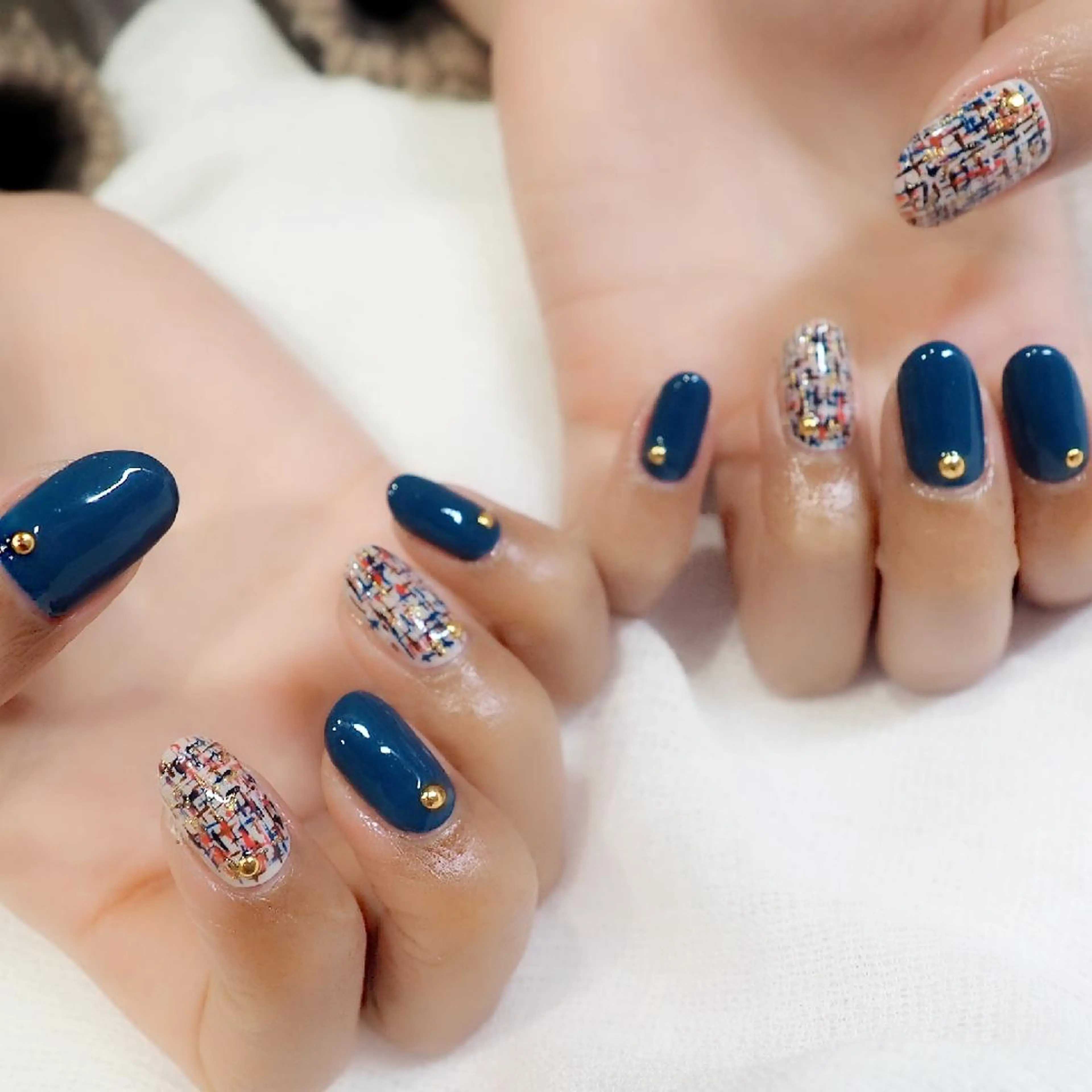 ネイル ツイードネイル 冬ネイル ハンドネイル infinity skyのネイルデザイン